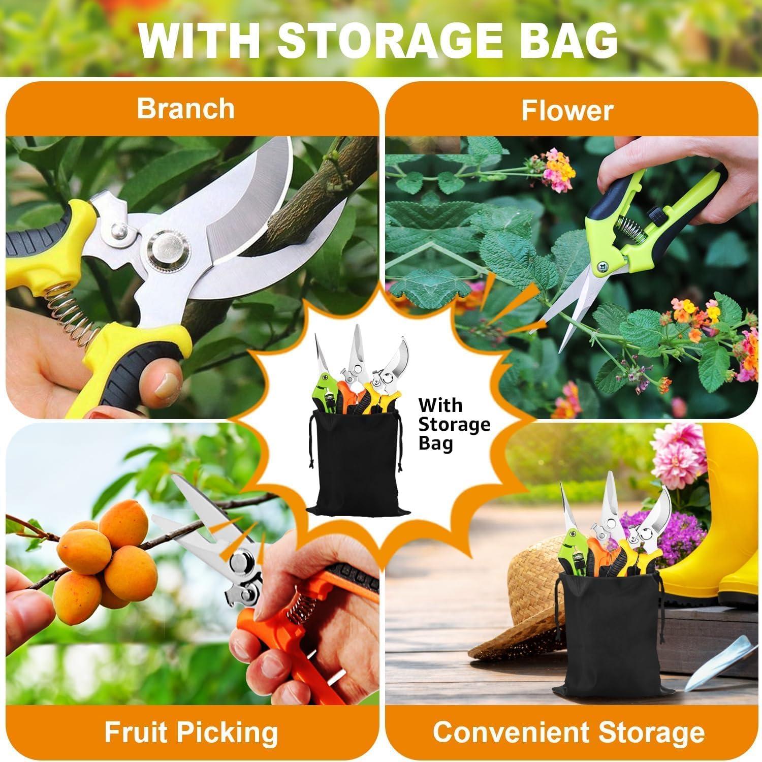 Juego de 3 Tijeras de Jardinería Wevove - Acero Inoxidable