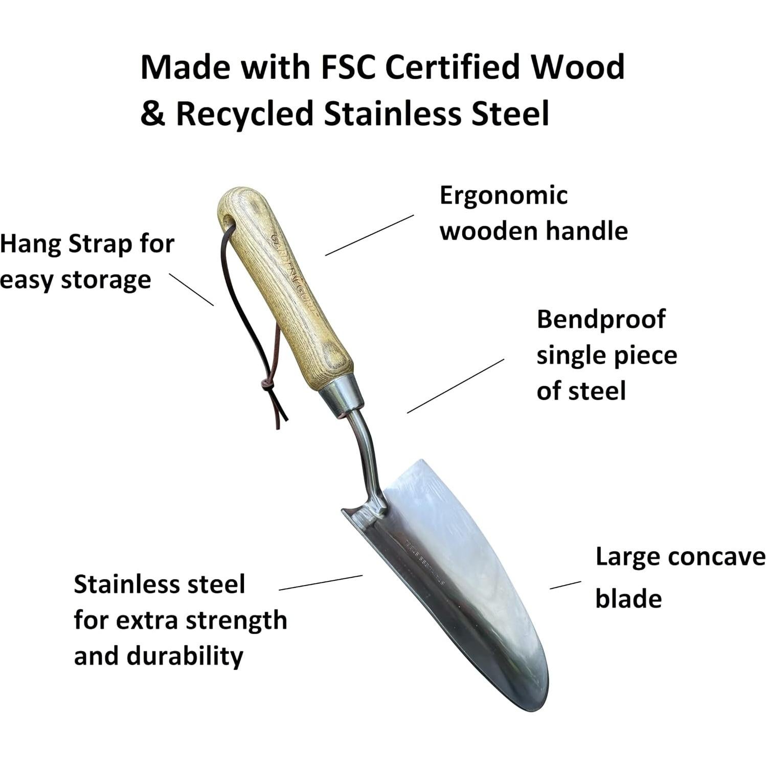 Juego de Herramientas de Jardín Garden Guru 3 Piezas Acero Inoxidable