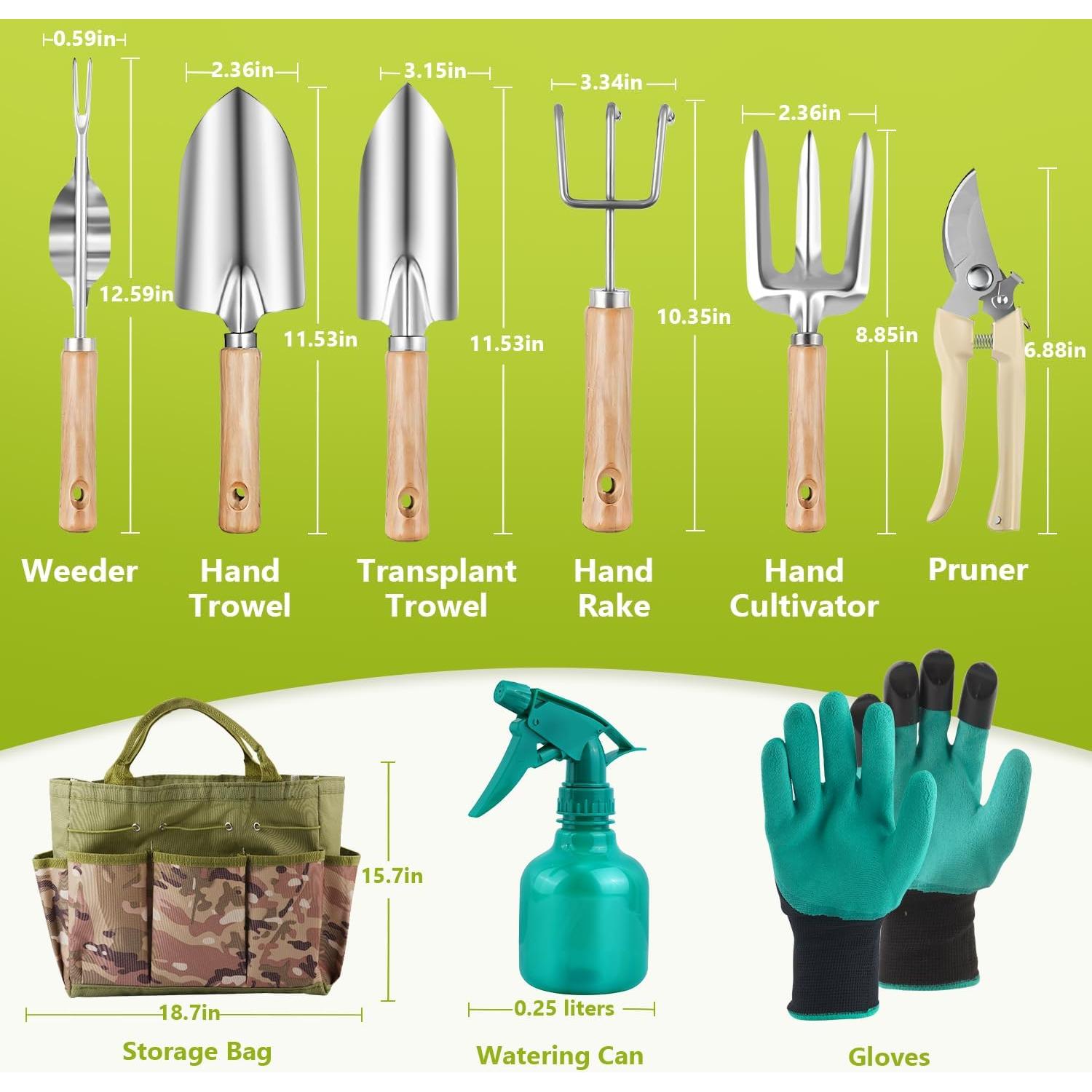 Juego de Herramientas de Jardinería Saraily 9 PZS Acero Inoxidable