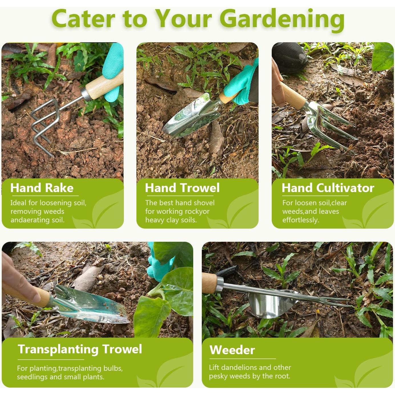 Juego de Herramientas de Jardinería Saraily 9 PZS Acero Inoxidable