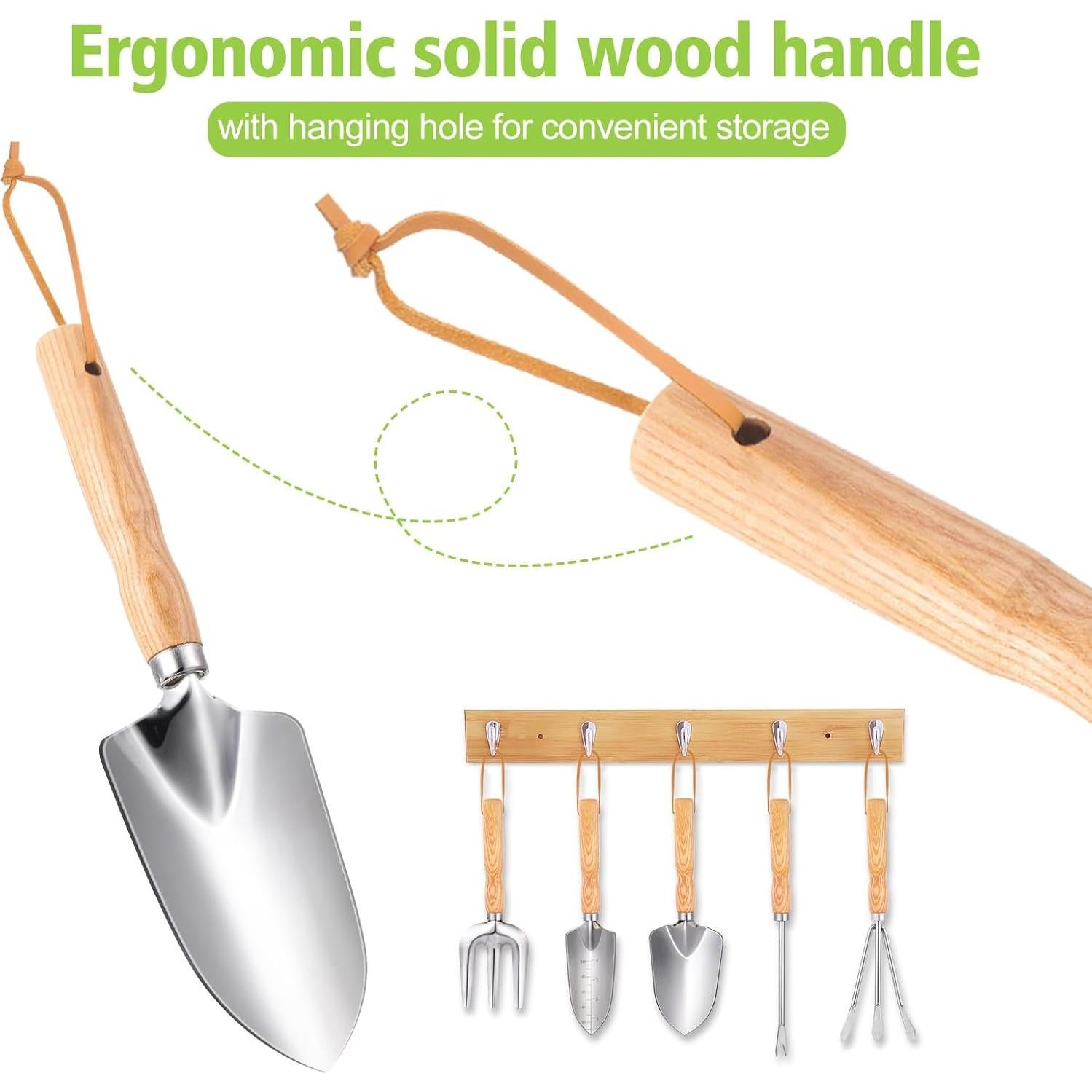Juego de Herramientas de Jardín 6 Piezas Acero Inoxidable Madera