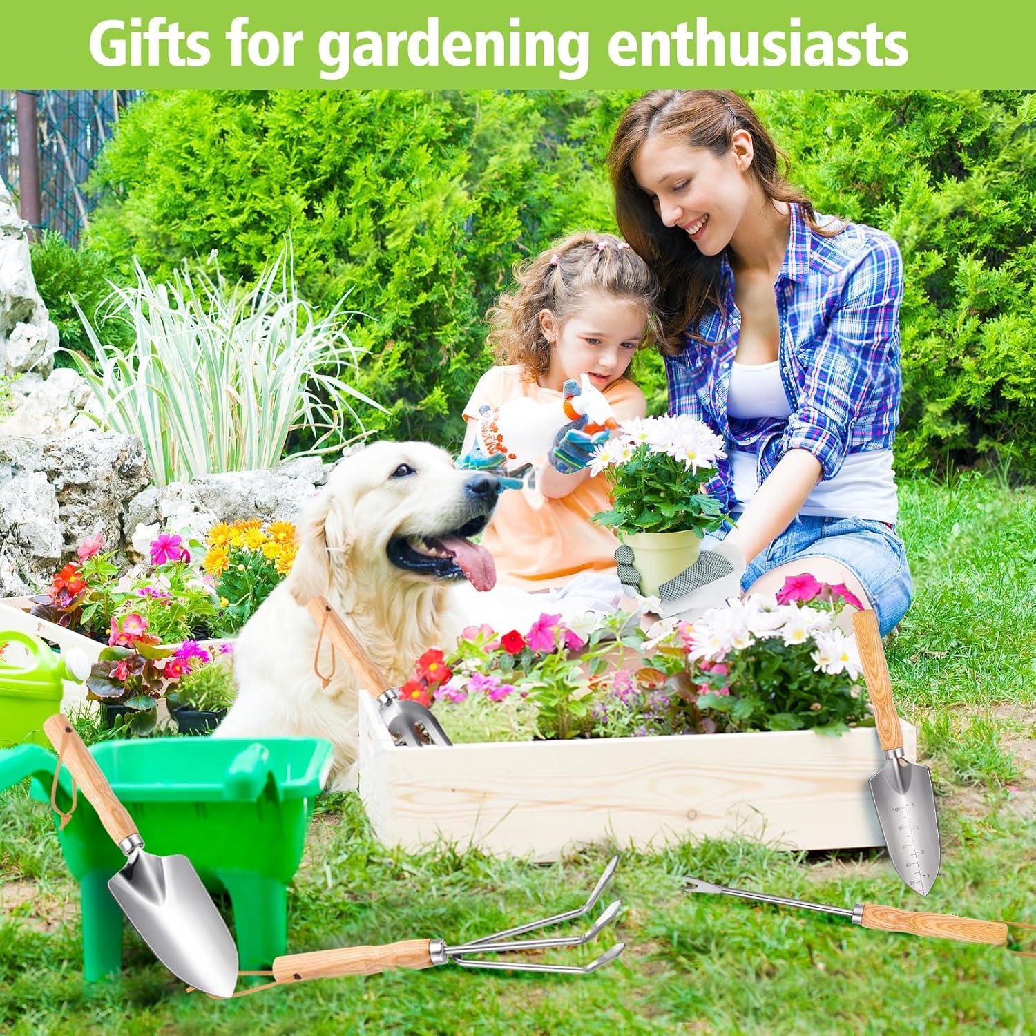 Juego de Herramientas de Jardín 6 Piezas Acero Inoxidable Madera