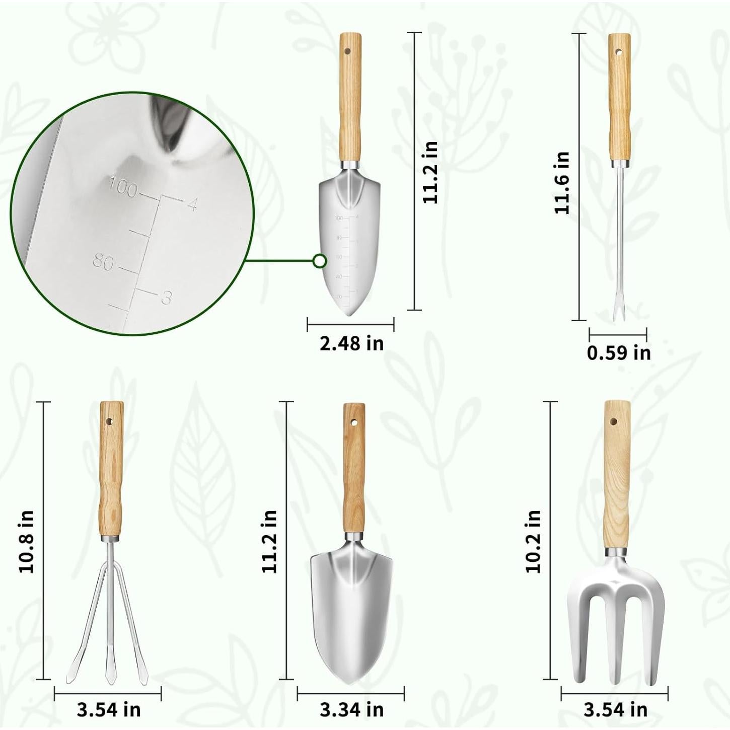 Juego de Herramientas de Jardín SHIKORI 5 Piezas Acero Inoxidable
