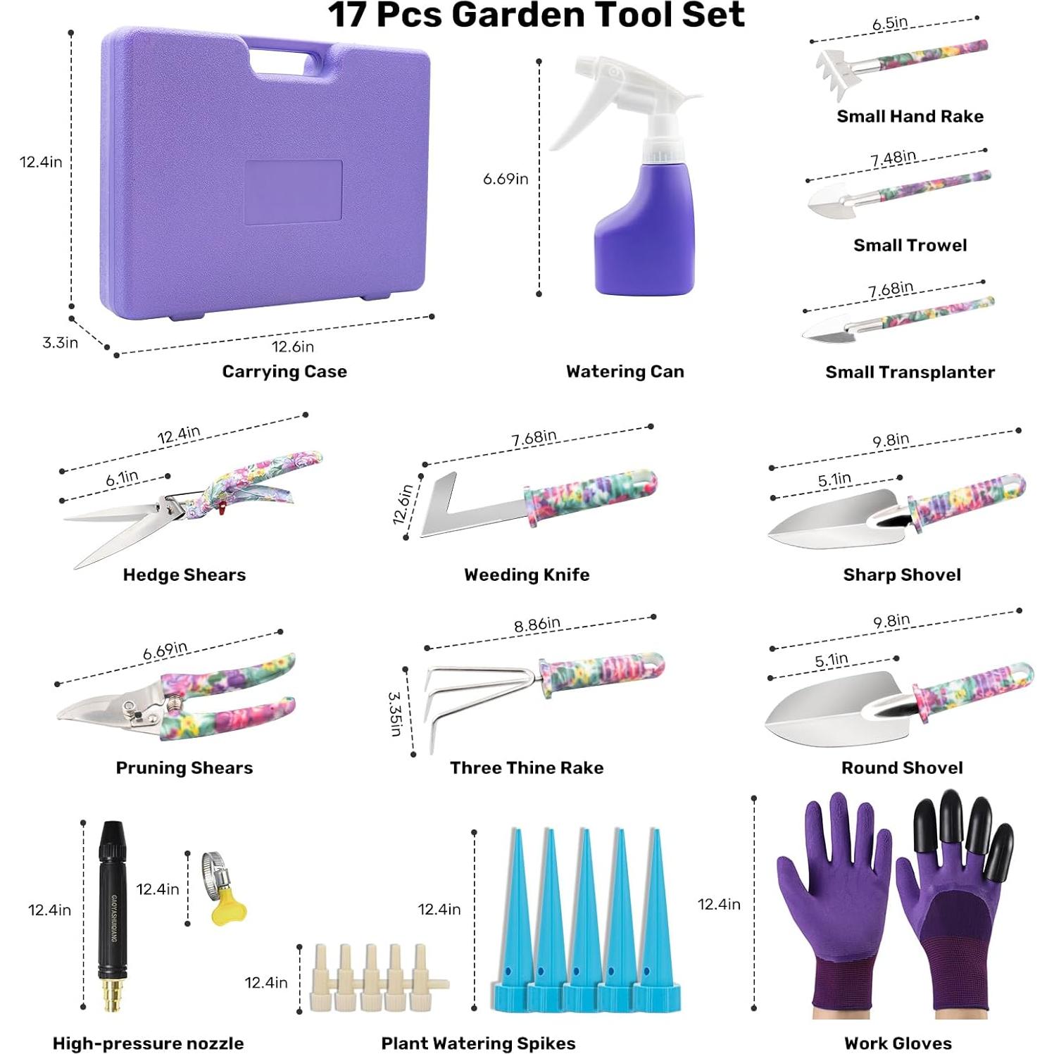 Juego de Herramientas de Jardín NTOEJA 17 Piezas Acero Inoxidable