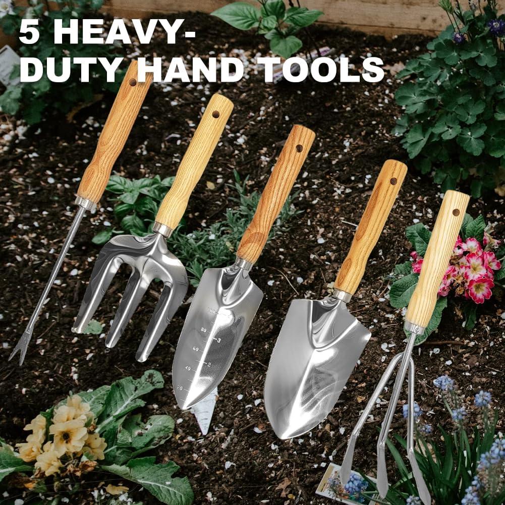 Juego de Herramientas de Jardín FCVEIDO 5 Piezas Acero Inoxidable