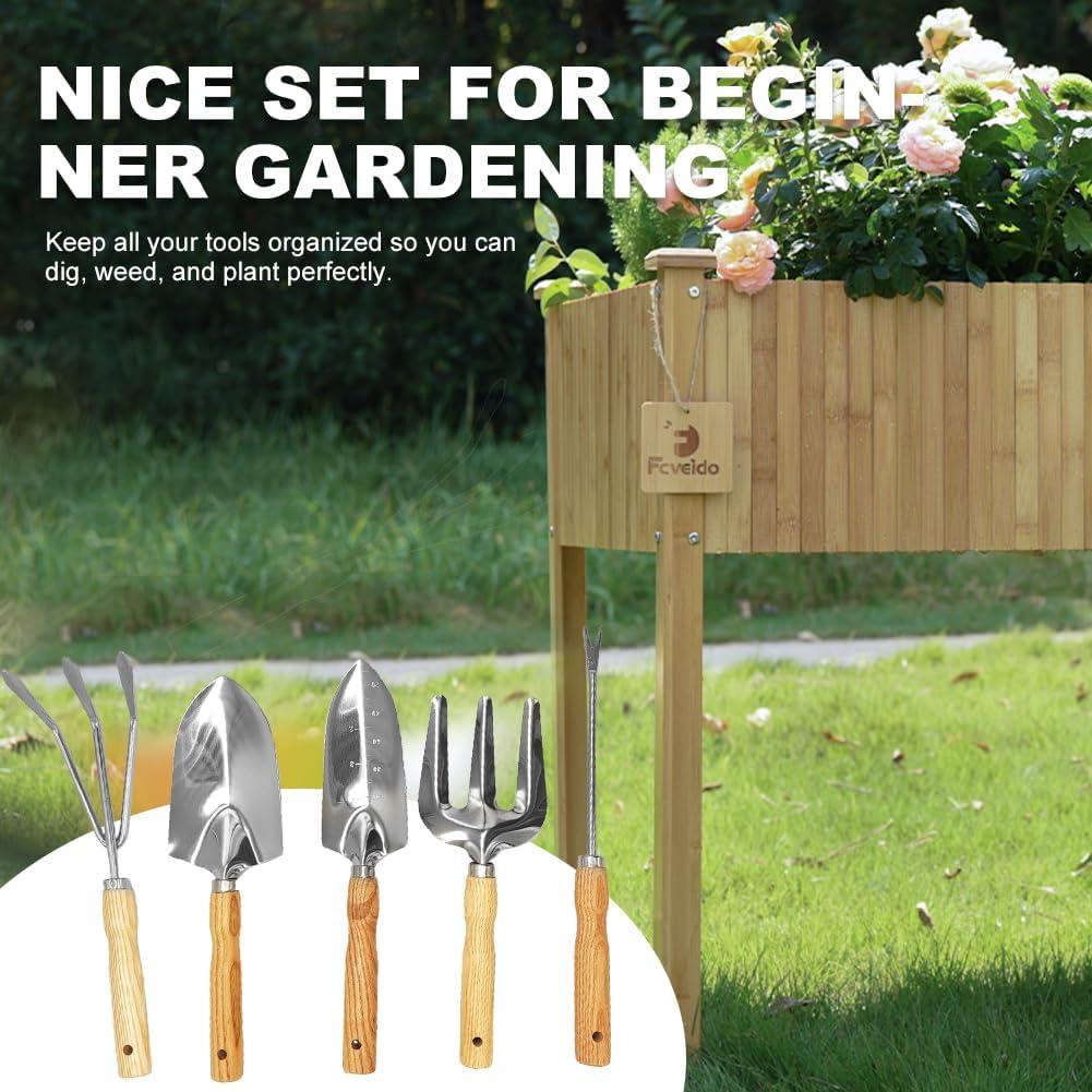 Juego de Herramientas de Jardín FCVEIDO 5 Piezas Acero Inoxidable