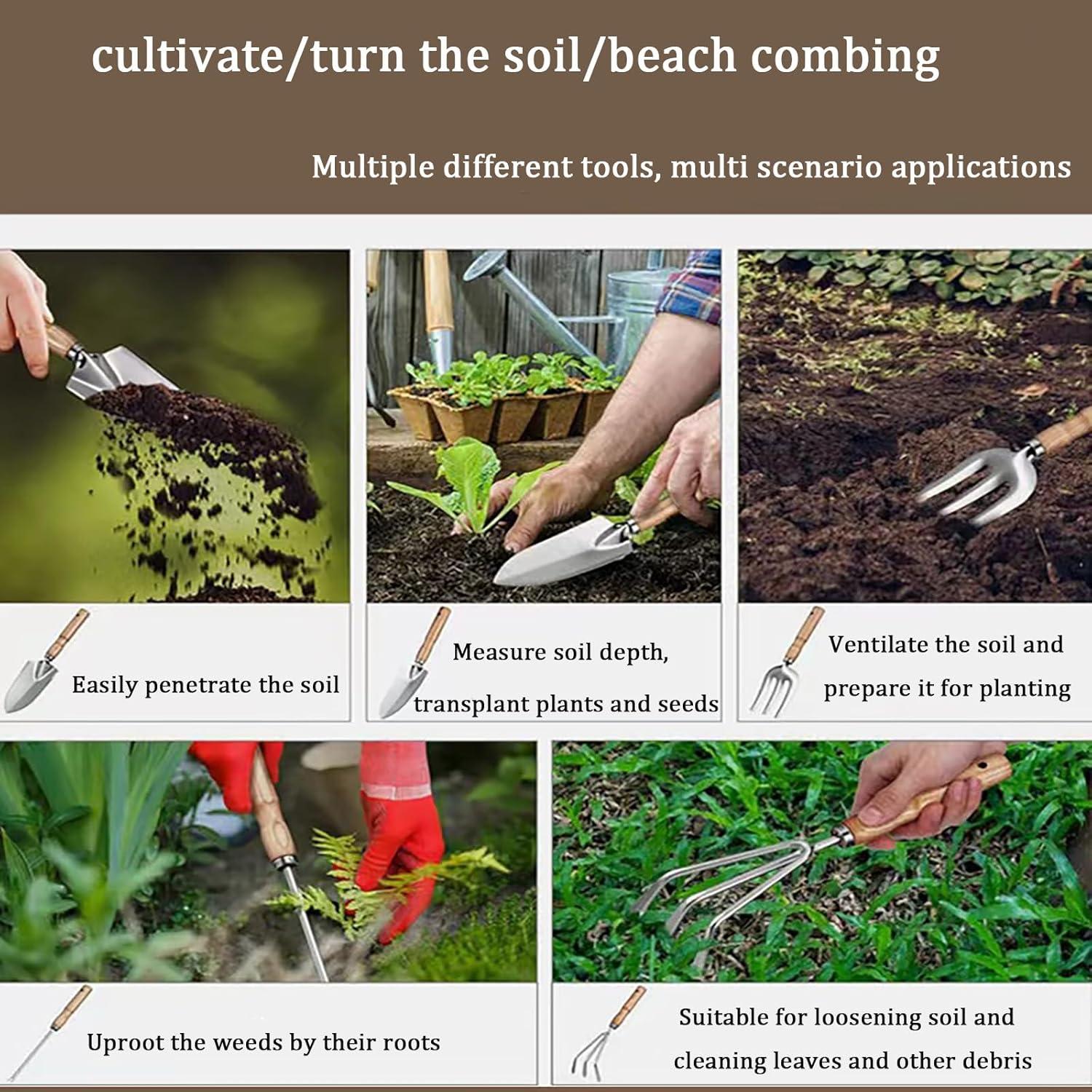 Juego de Herramientas de Jardín 5 Piezas Acero Inoxidable Xfspyy