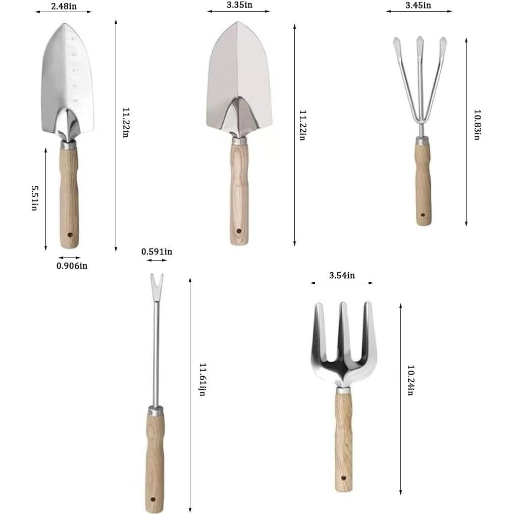 Juego de Herramientas de Jardín 5 Piezas Acero Inoxidable Xfspyy