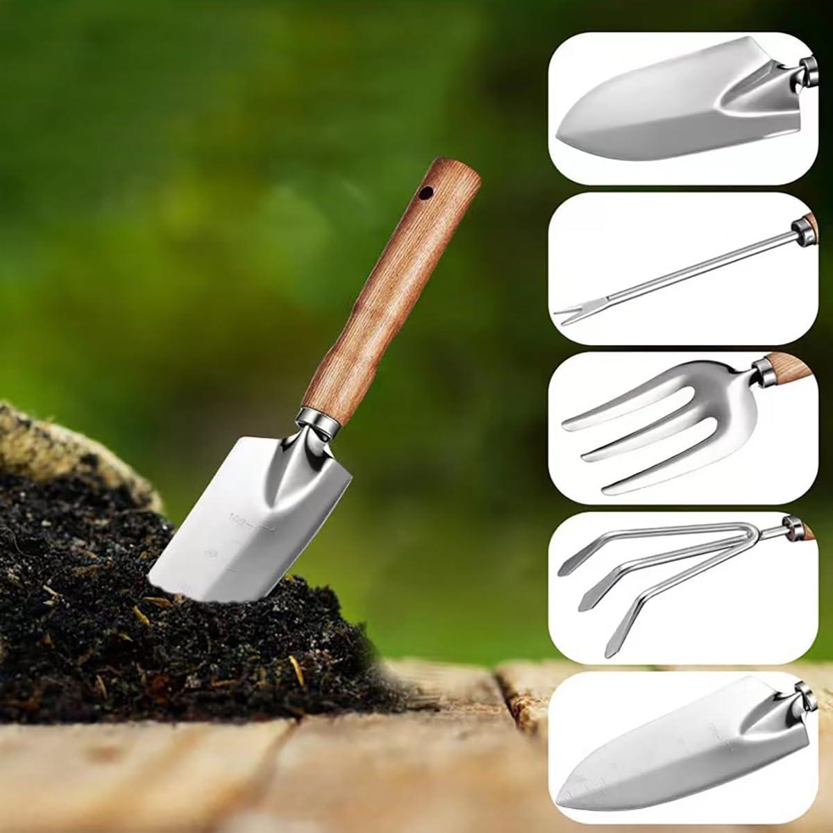 Juego de Herramientas de Jardín 5 Piezas Acero Inoxidable Xfspyy