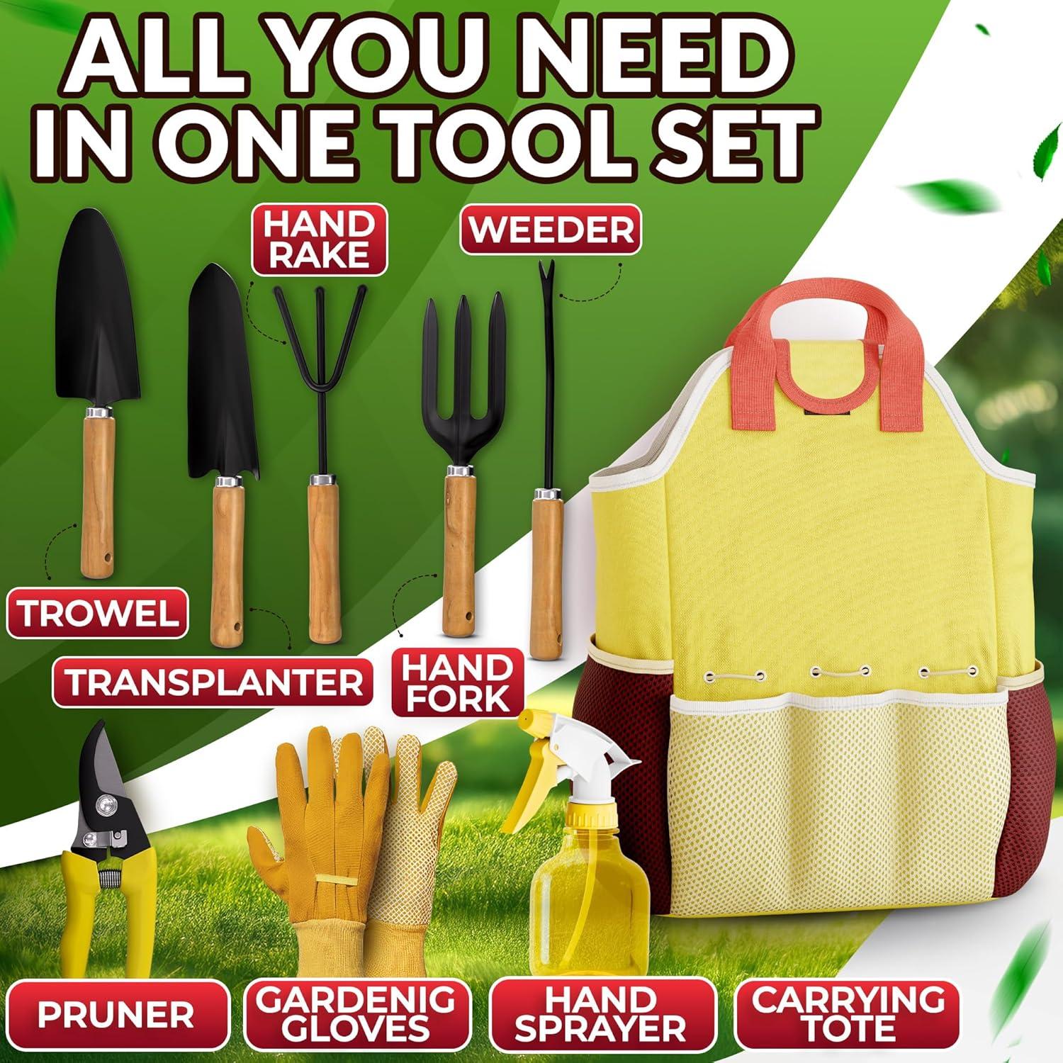 Juego de Herramientas de Jardinería DIMROM 9 Pcs Acero Oxidación