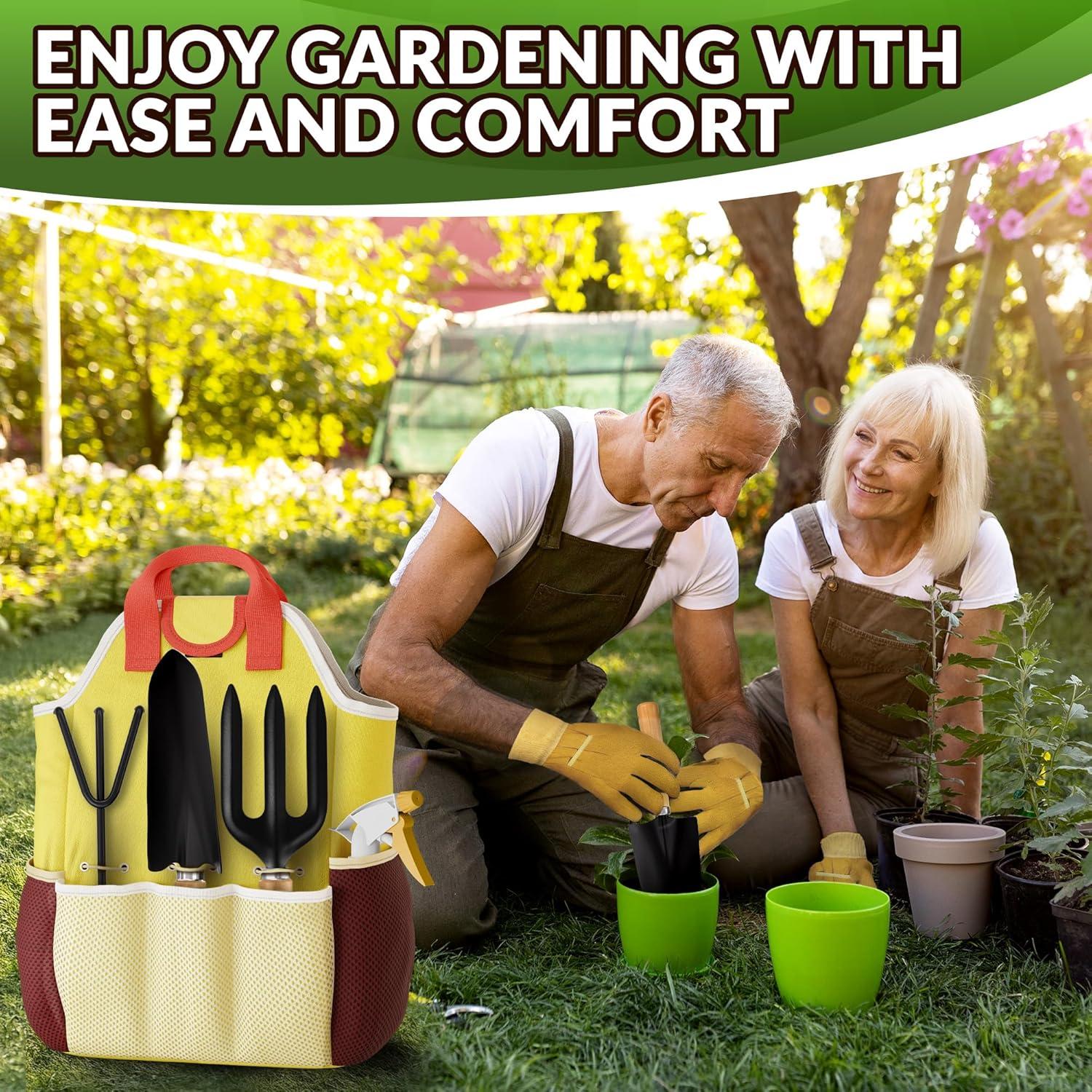 Juego de Herramientas de Jardinería DIMROM 9 Pcs Acero Oxidación