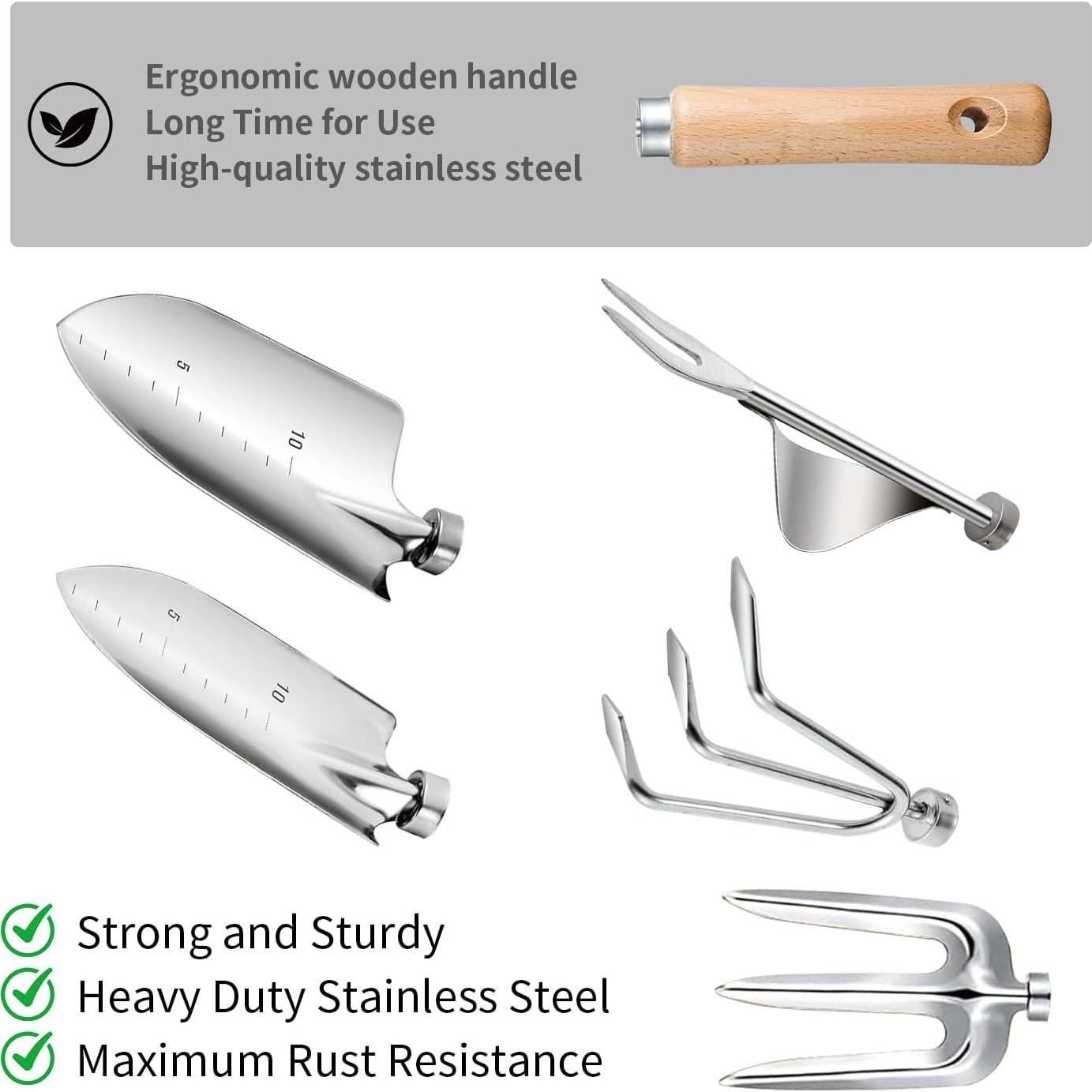 Juego de Herramientas de Jardinería 9 Piezas Acero Inoxidable