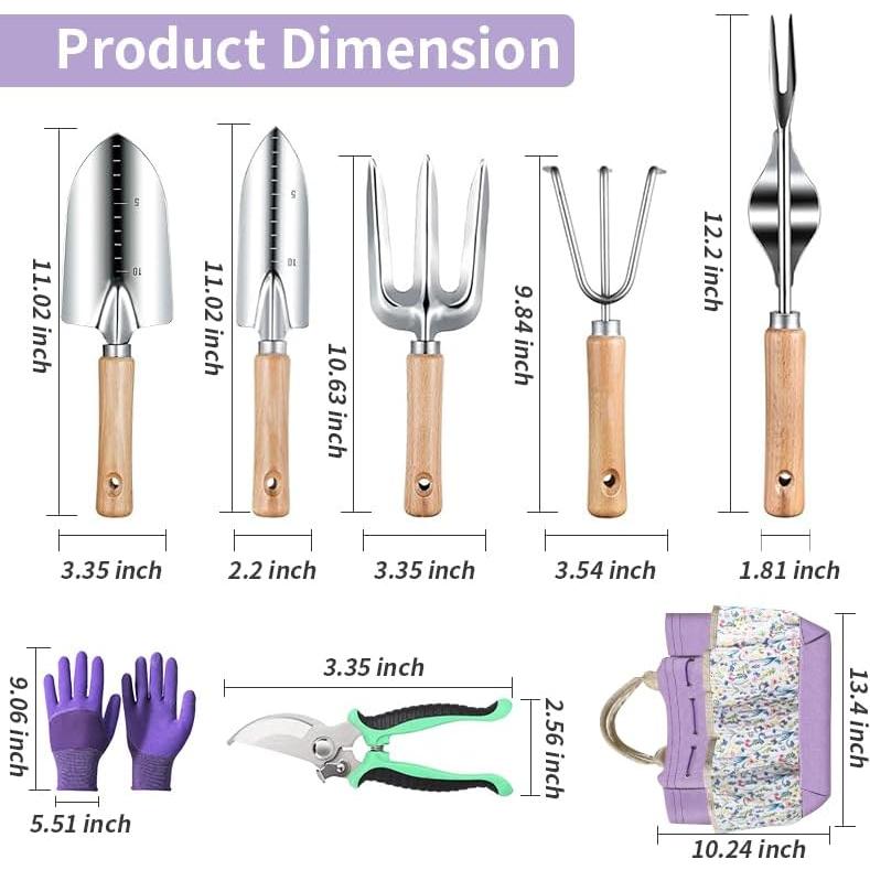 Juego de Herramientas de Jardinería 9 Piezas Acero Inoxidable