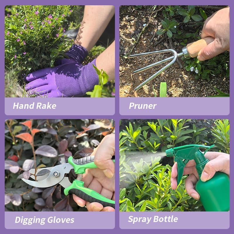 Juego de Herramientas de Jardinería 9 Piezas Acero Inoxidable