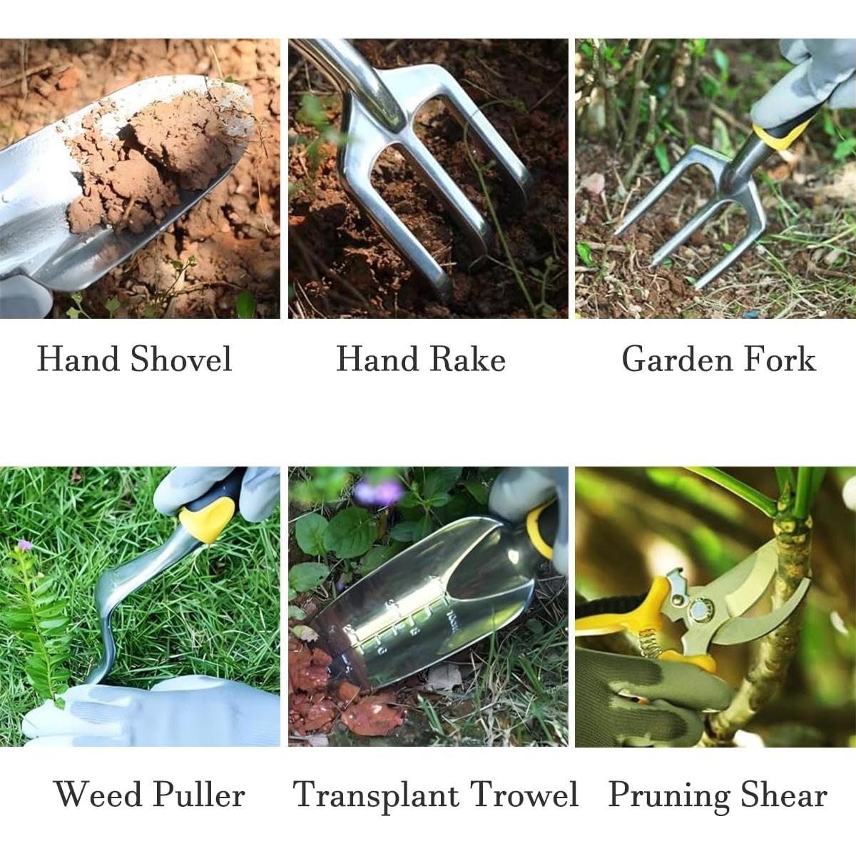 Juego de Herramientas de Jardín LIYOU 6 Piezas Aluminio Ergonómico