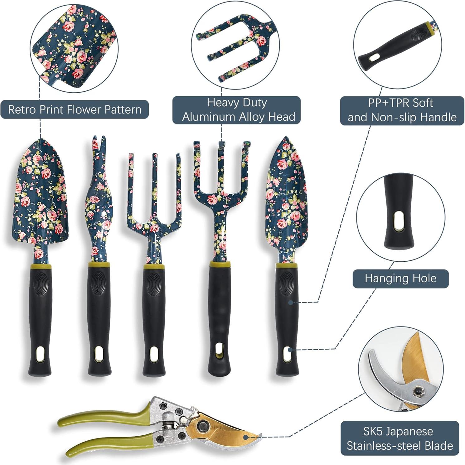 Juego de Herramientas de Jardín 25Pcs Ebbniur Aluminio Duradero