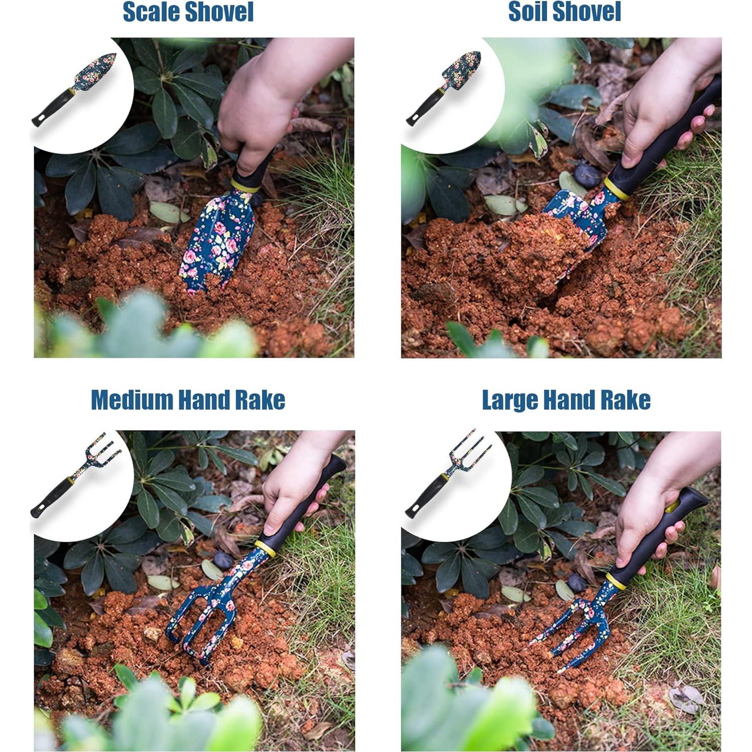 Juego de Herramientas de Jardín 25Pcs Ebbniur Aluminio Duradero