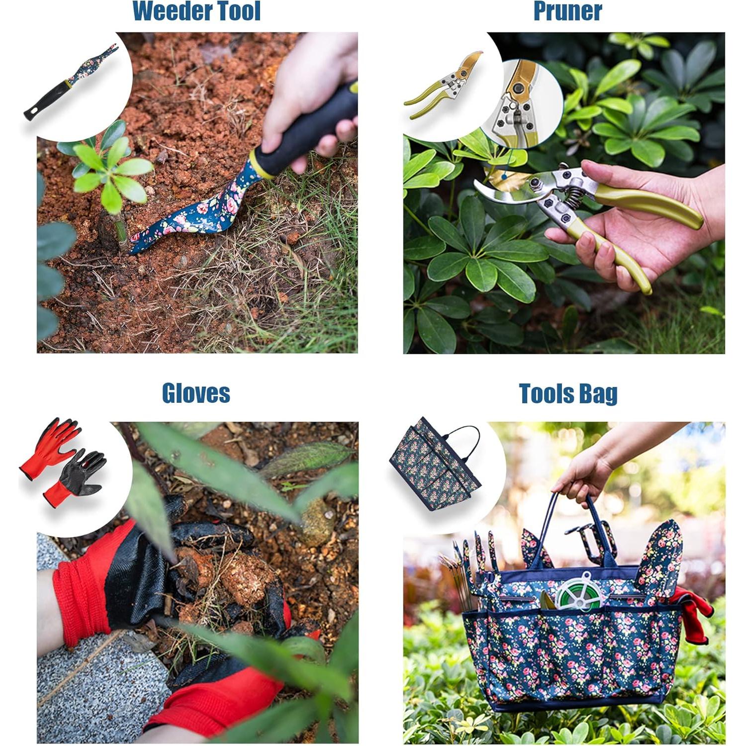 Juego de Herramientas de Jardín 25Pcs Ebbniur Aluminio Duradero