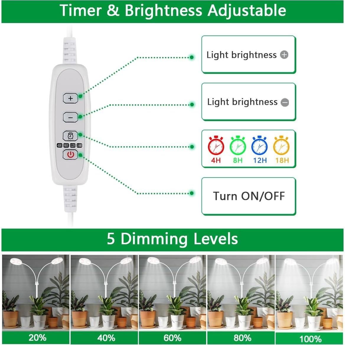 Lámpara de Crecimiento LED GYTF 122 LEDs 10W Regulable 9-40cm