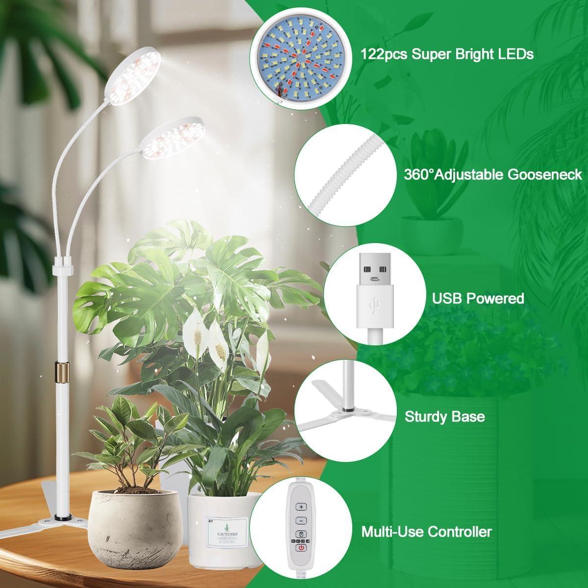 Lámpara de Crecimiento LED GYTF 122 LEDs 10W Regulable 9-40cm