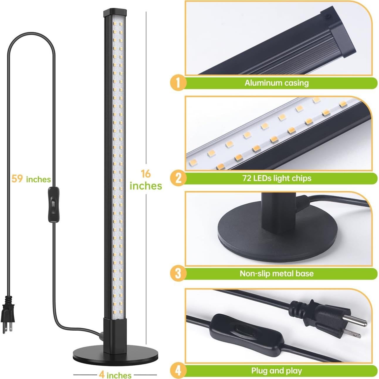 Luz de Cultivo Vertical SpeePlant 1.4FT 72 LEDs 5000K