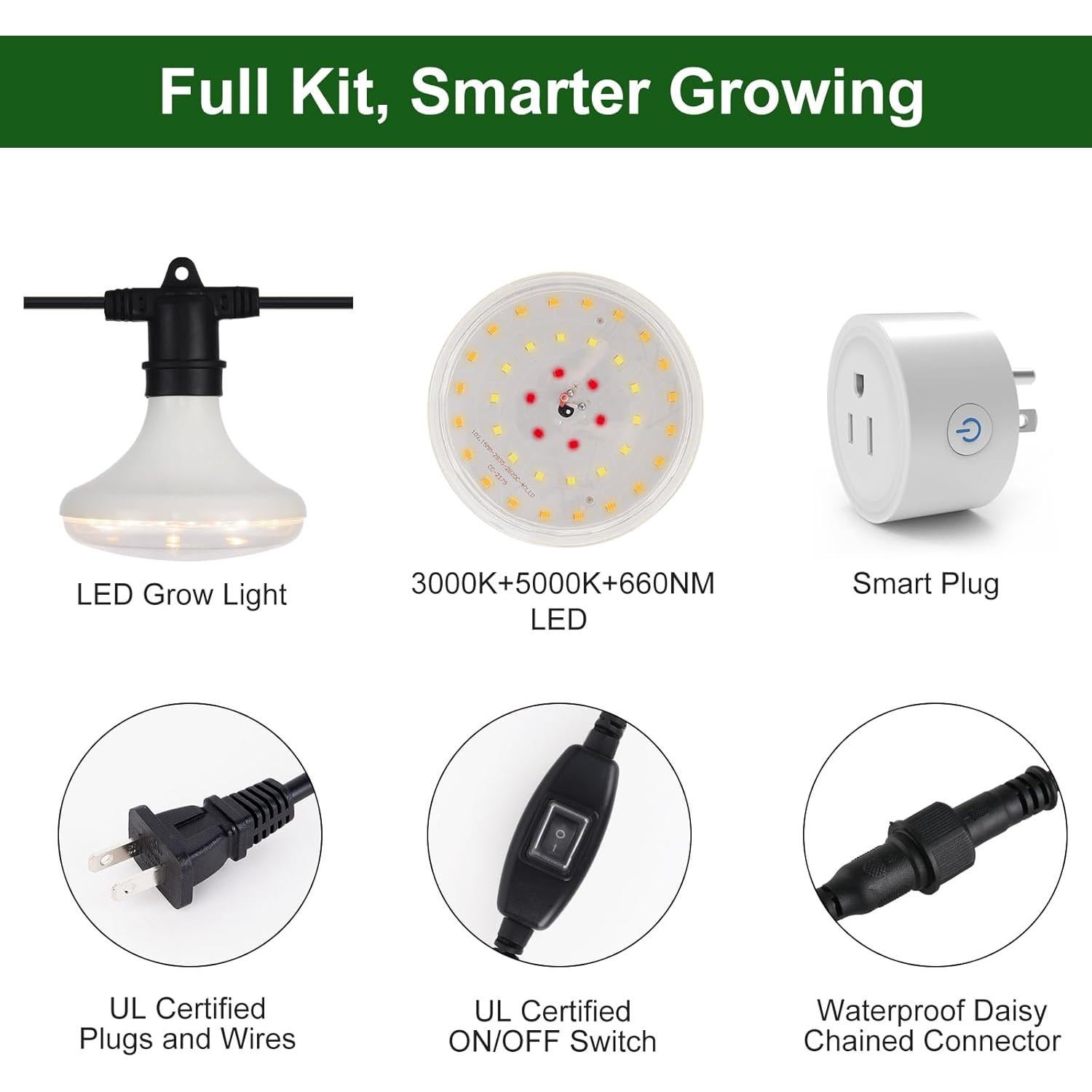 Luces de Cultivo LED DingChen 6 Luces Espectro Completo 90W