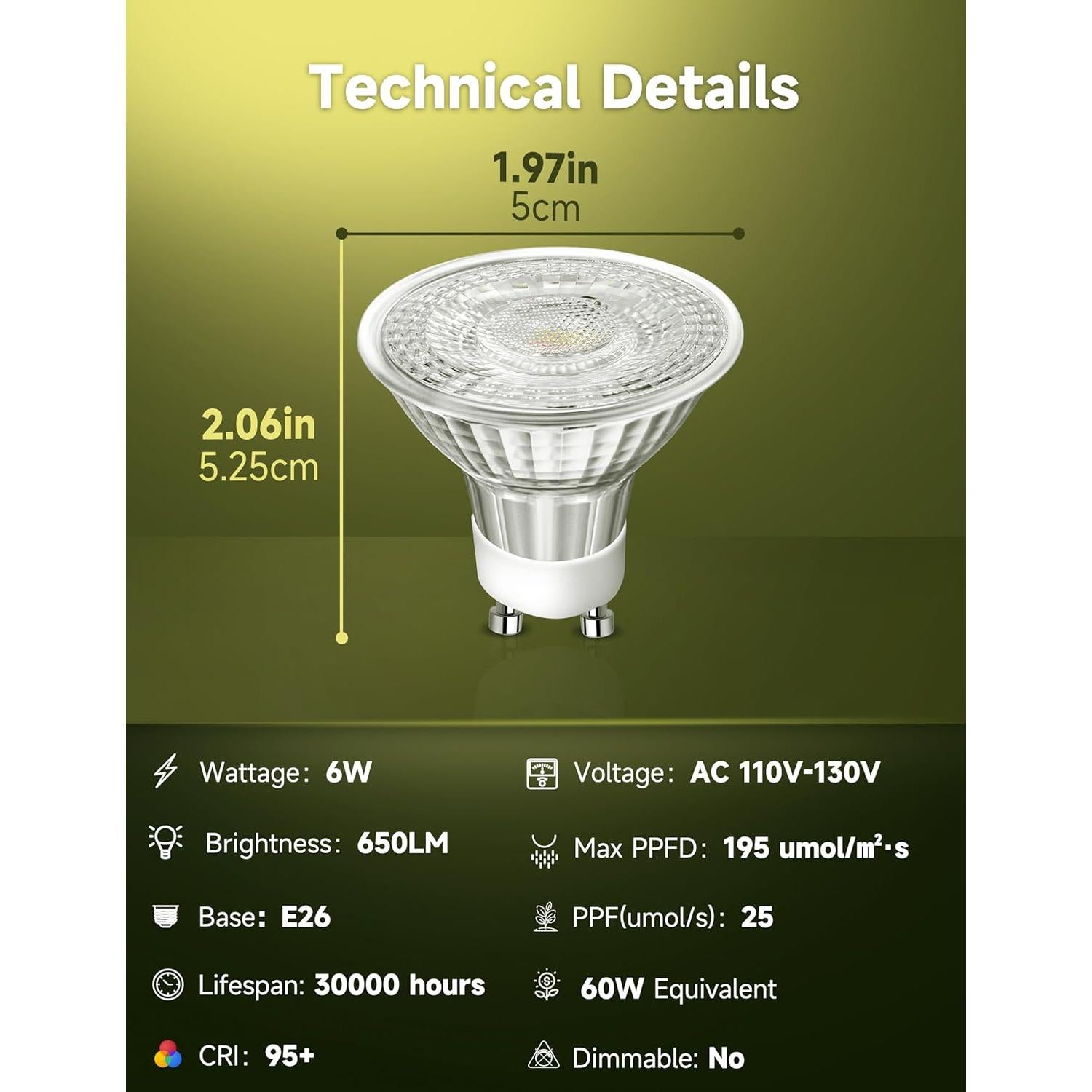 Bombilla de Crecimiento LED UNILAMPRO GU10 6W Espectro Completo