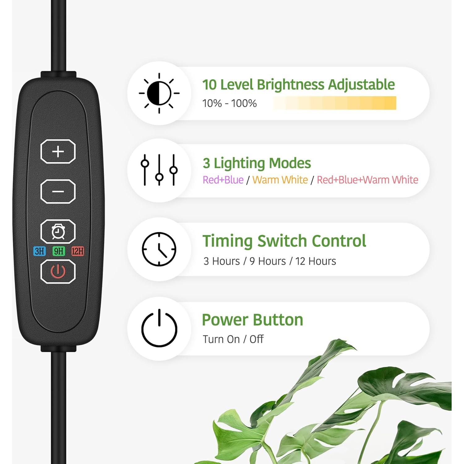Lámpara de Crecimiento LED MistyJungle 18W Ajustable 35-61cm