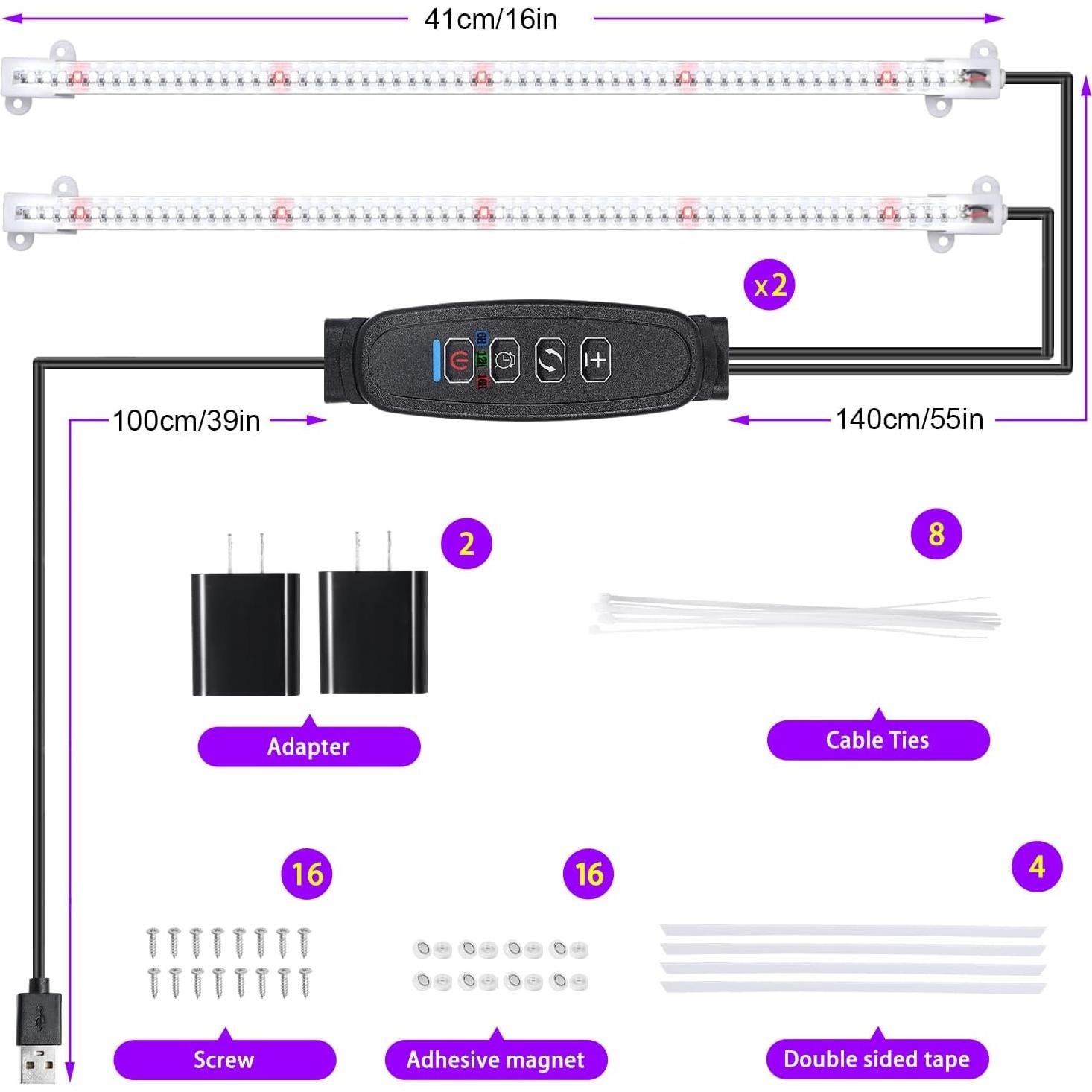 Luz de Cultivo LED RWNTAO 2 Paquete 240 LEDs Espectro Completo