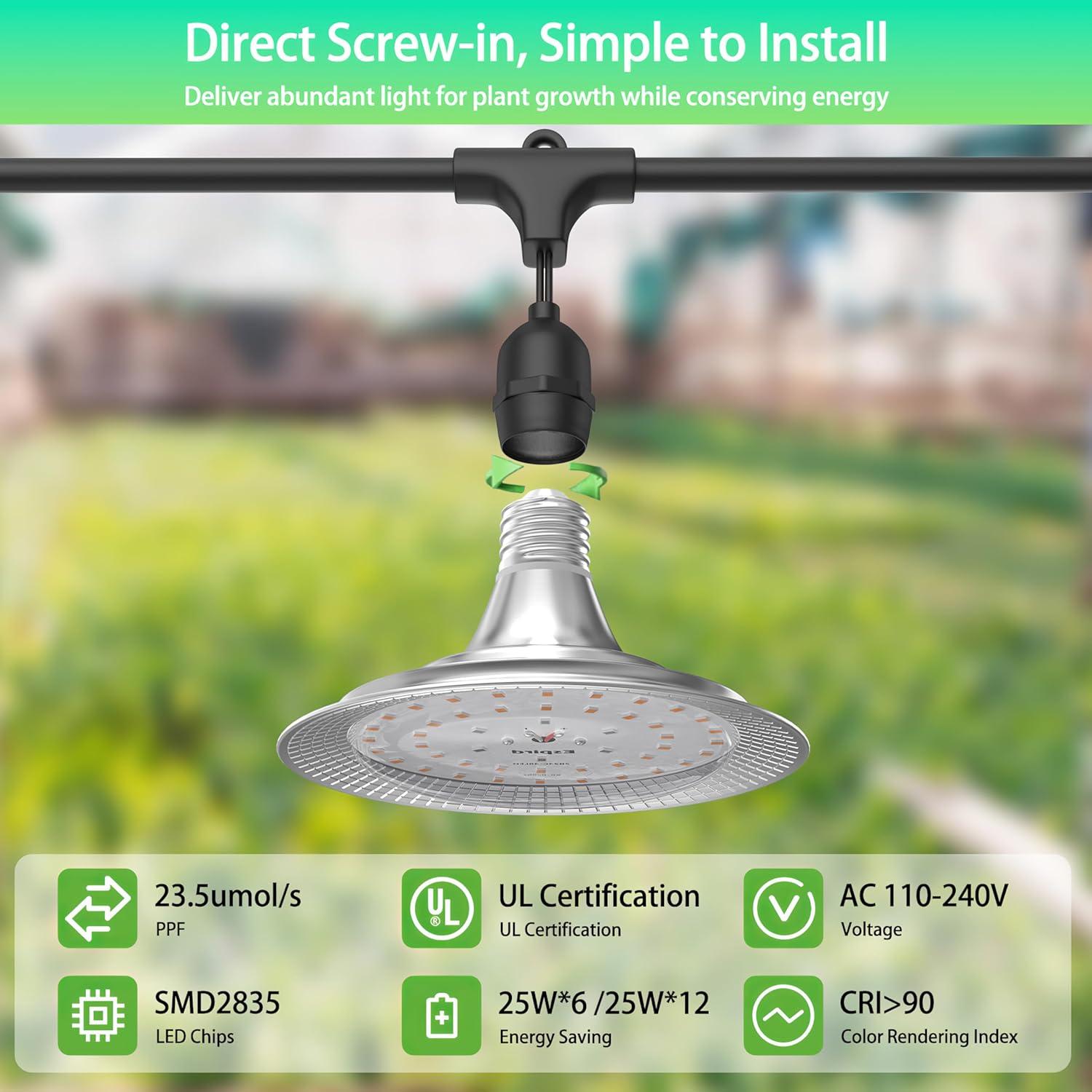 Luces de Cultivo LED a Prueba de Agua Danshinro 6 Luces 6.5m