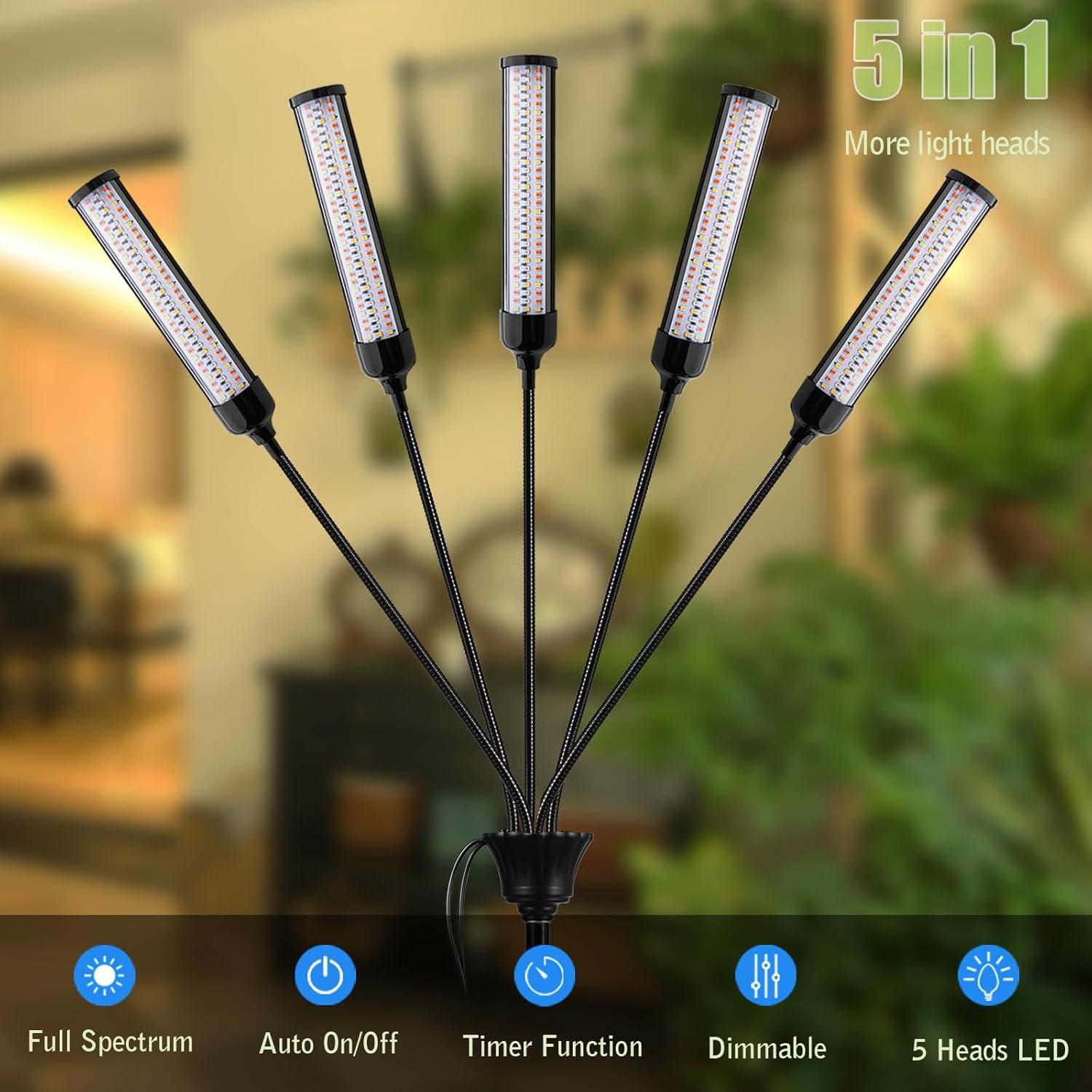 Luz de Crecimiento LED Aukphie XT01 5 Brazos Espectro Completo