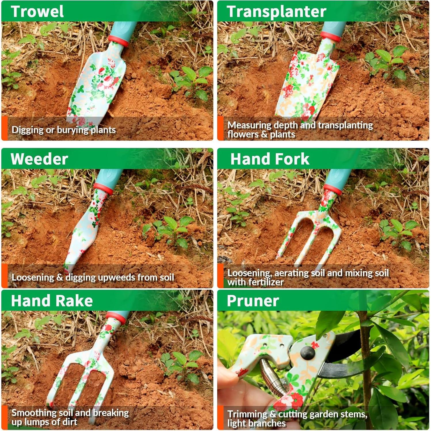 Juego de Herramientas de Jardín JUMPHIGH 10 Piezas Floral