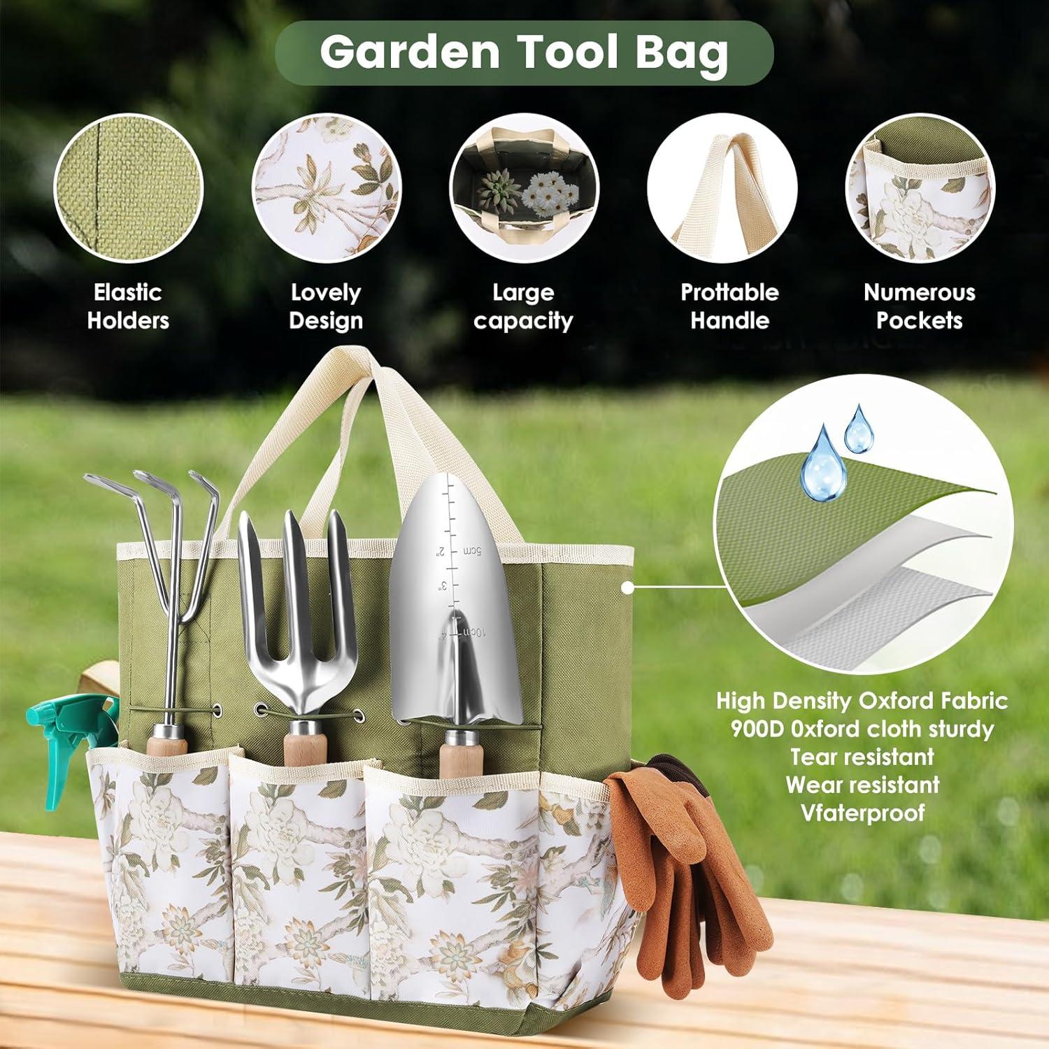 Juego de Herramientas de Jardinería Cljlixcy 9 Piezas con Bolsa