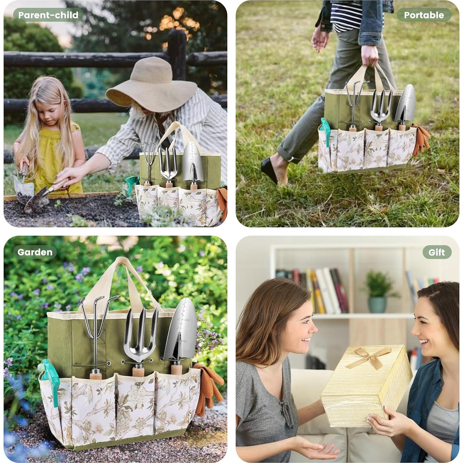 Juego de Herramientas de Jardinería Cljlixcy 9 Piezas con Bolsa