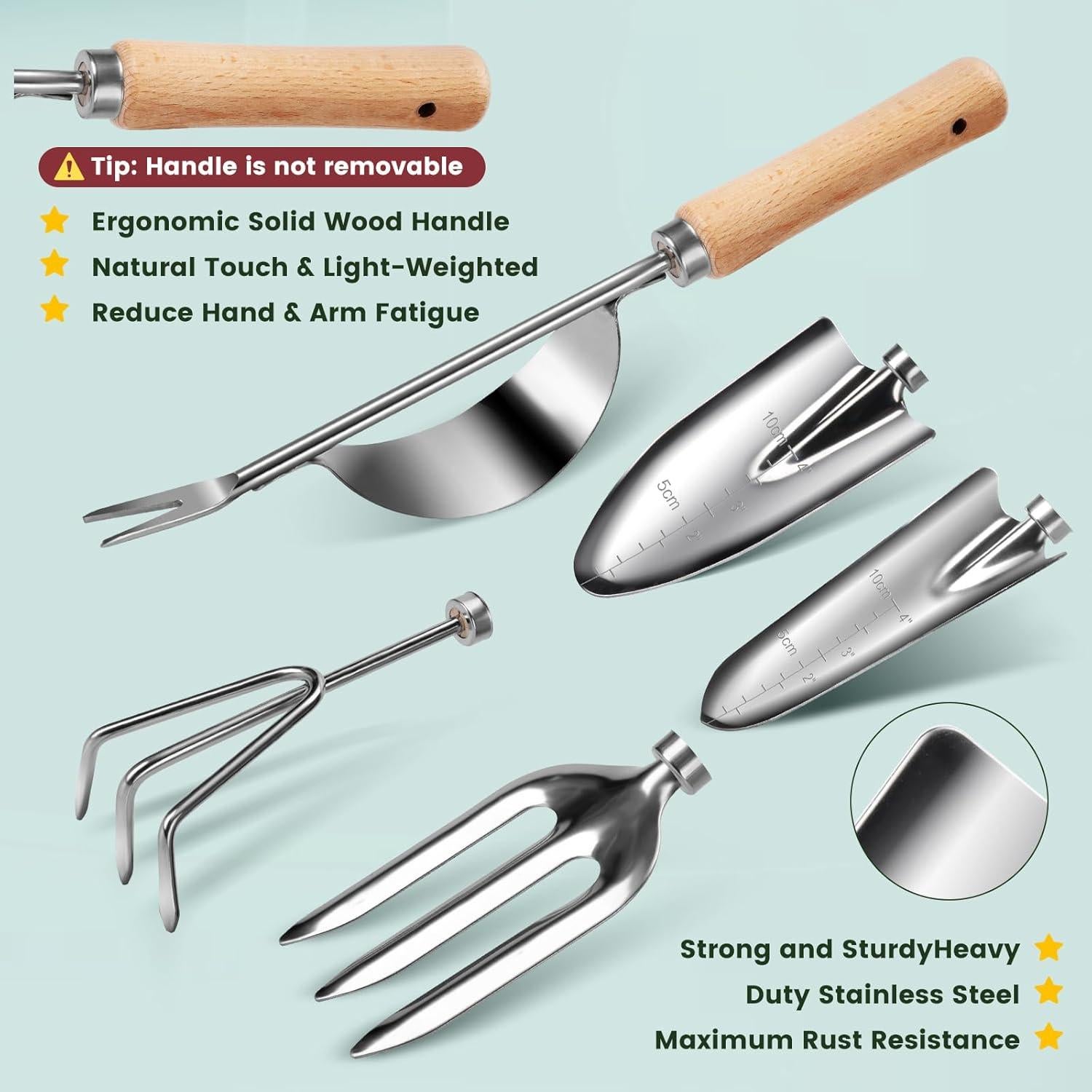 Juego de Herramientas de Jardinería Cljlixcy 9 Piezas con Bolsa