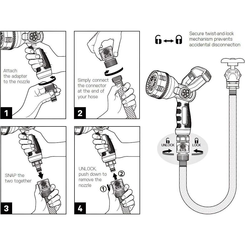Boquilla de Manguera de Metal Eden 96806 7 Patrones de Riego