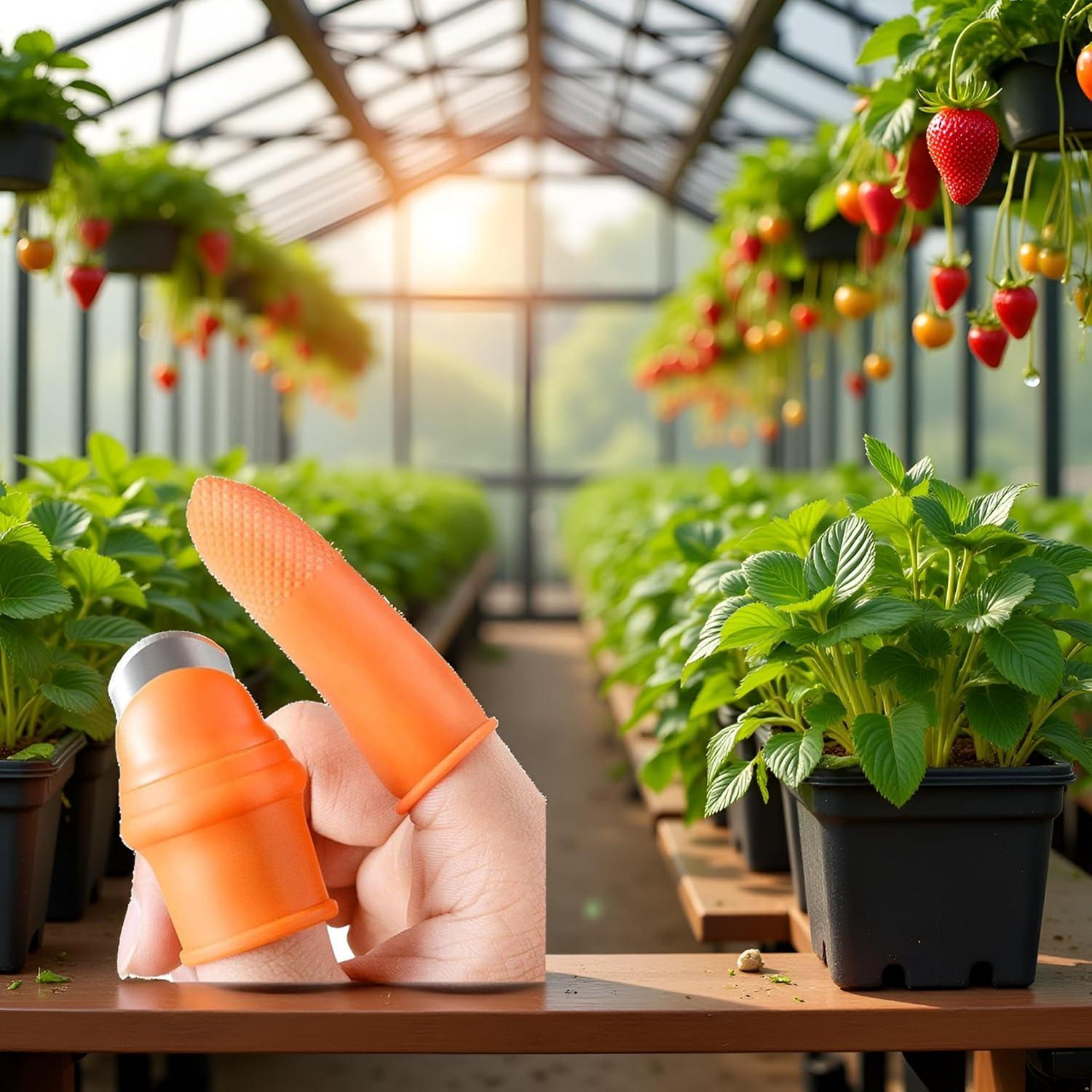 Fruit and Vegetable Picking Potted Garden Silicone Thumb Cutter Set,Separator Finger Plant Fruits Picking Tool,Fruit and Vegetable Picking Potted Plants Trim Thumb for Strawberry Shears and Scissors