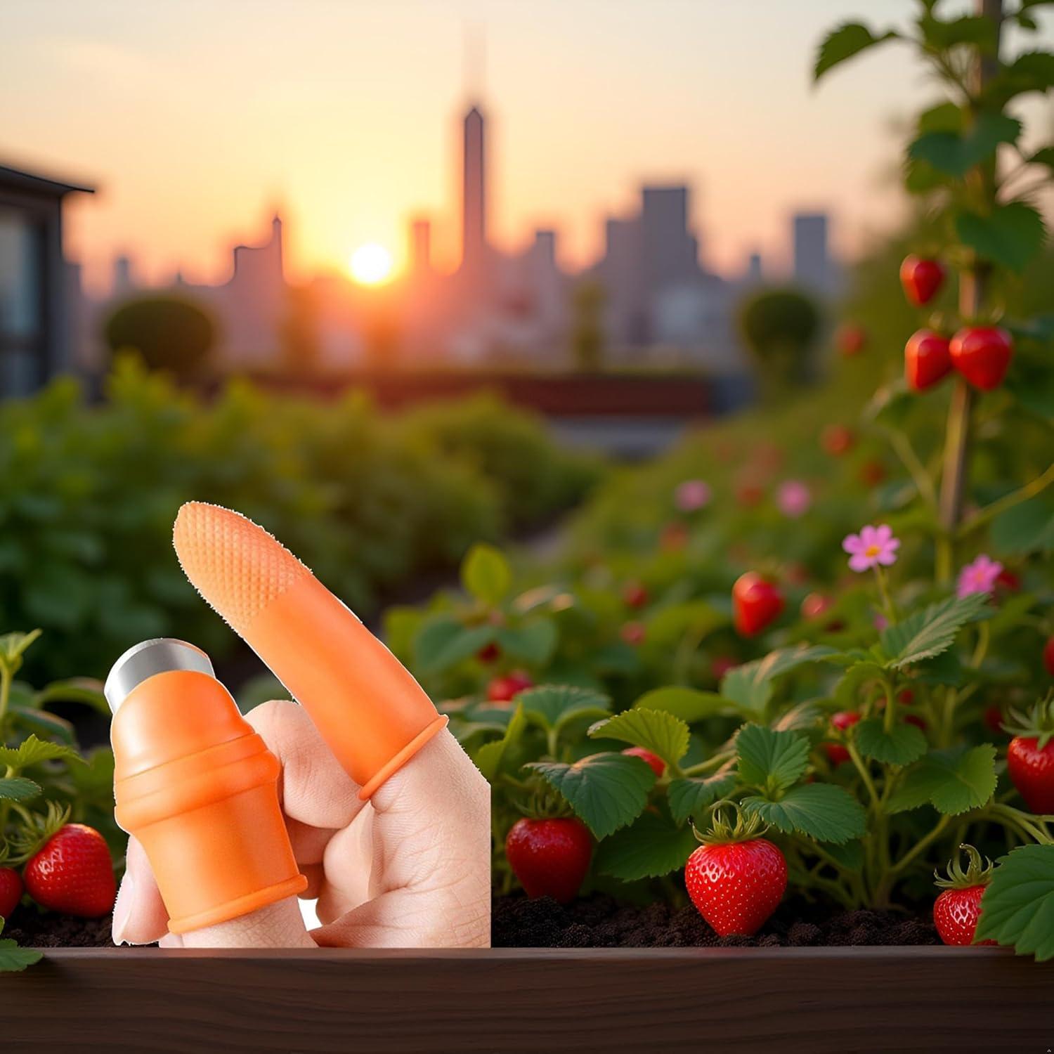 Fruit and Vegetable Picking Potted Garden Silicone Thumb Cutter Set,Separator Finger Plant Fruits Picking Tool,Fruit and Vegetable Picking Potted Plants Trim Thumb for Strawberry Shears and Scissors