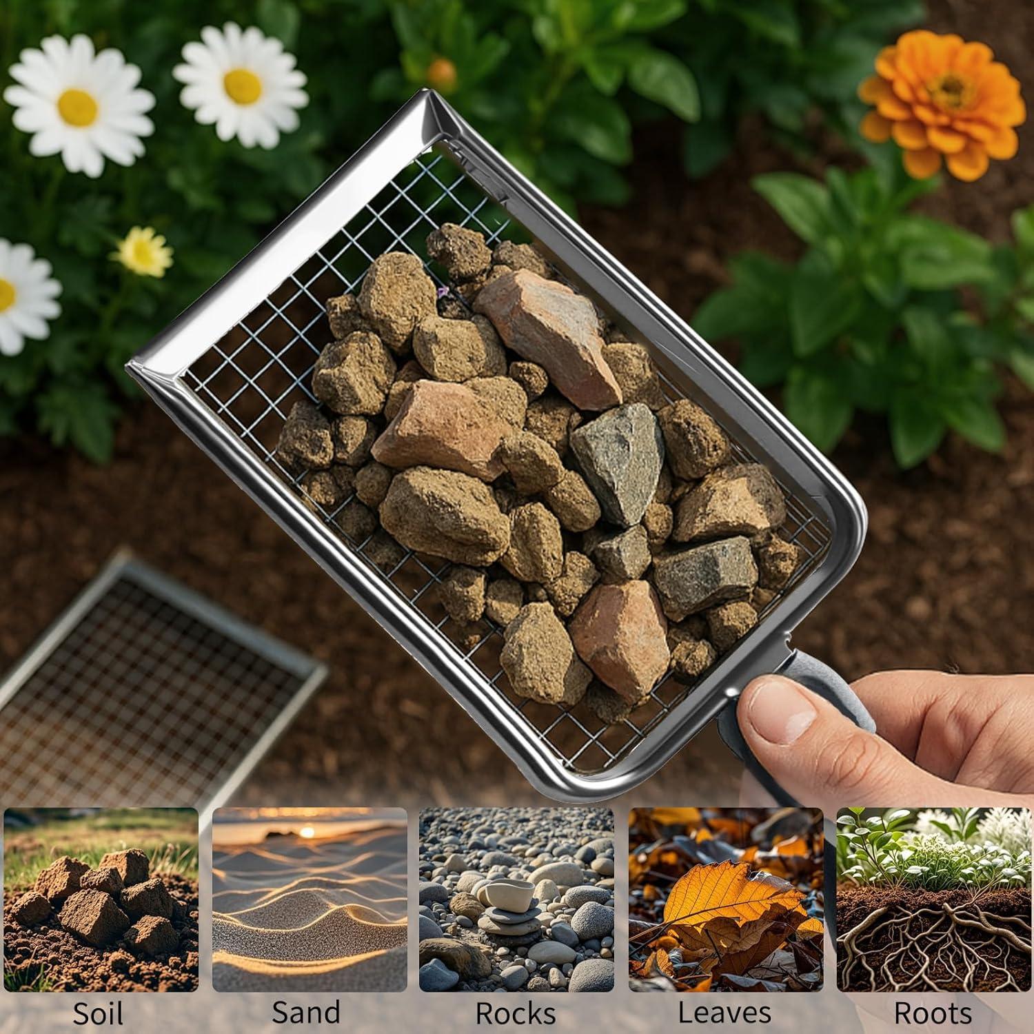 Set de Tamiz de Suelo de Jardinería 2-en-1 MCSDFN Acero Inoxidable