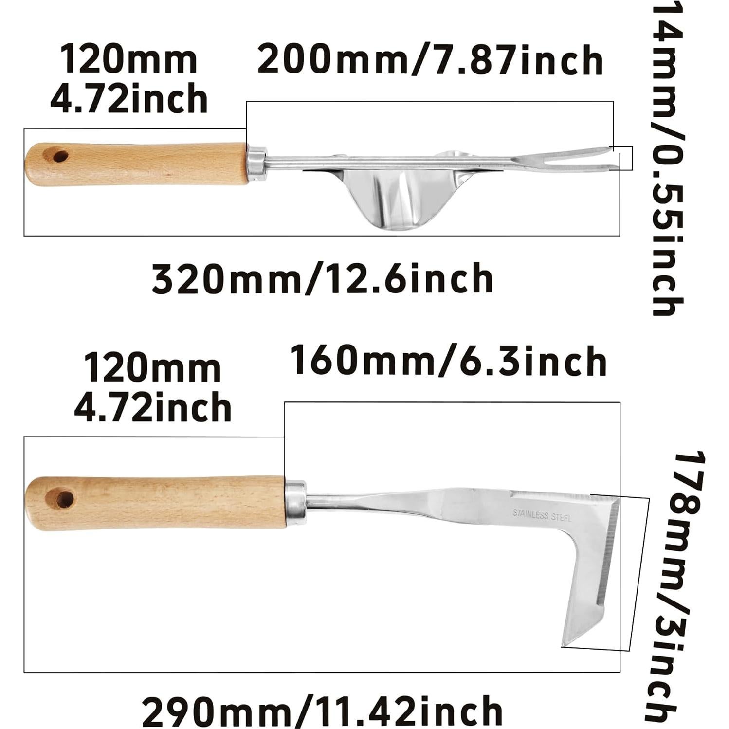 Juego de Herramientas de Jardín PDETVEO 2 Piezas Acero Inoxidable