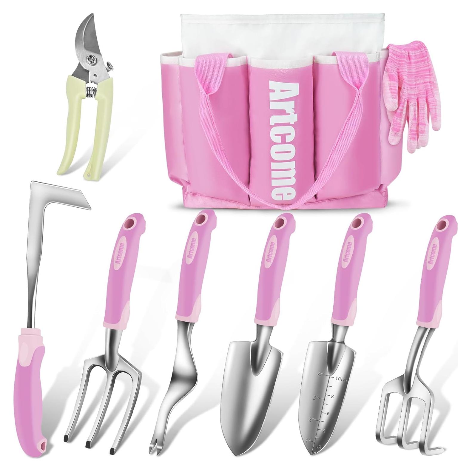 Juego de Herramientas de Jardín Artcome 9 Piezas Rosa Ergonómico