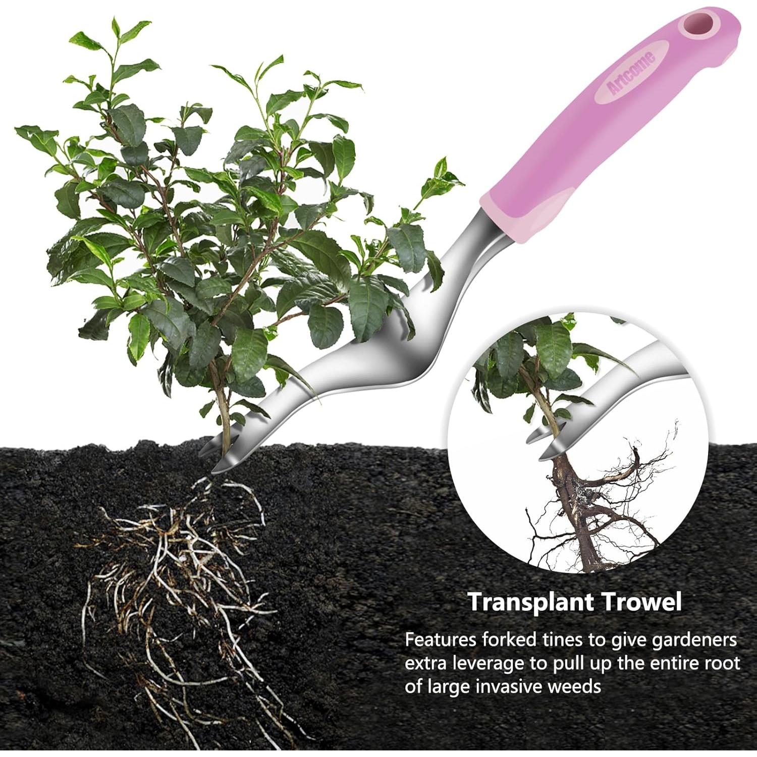 Juego de Herramientas de Jardín Artcome 9 Piezas Rosa Ergonómico