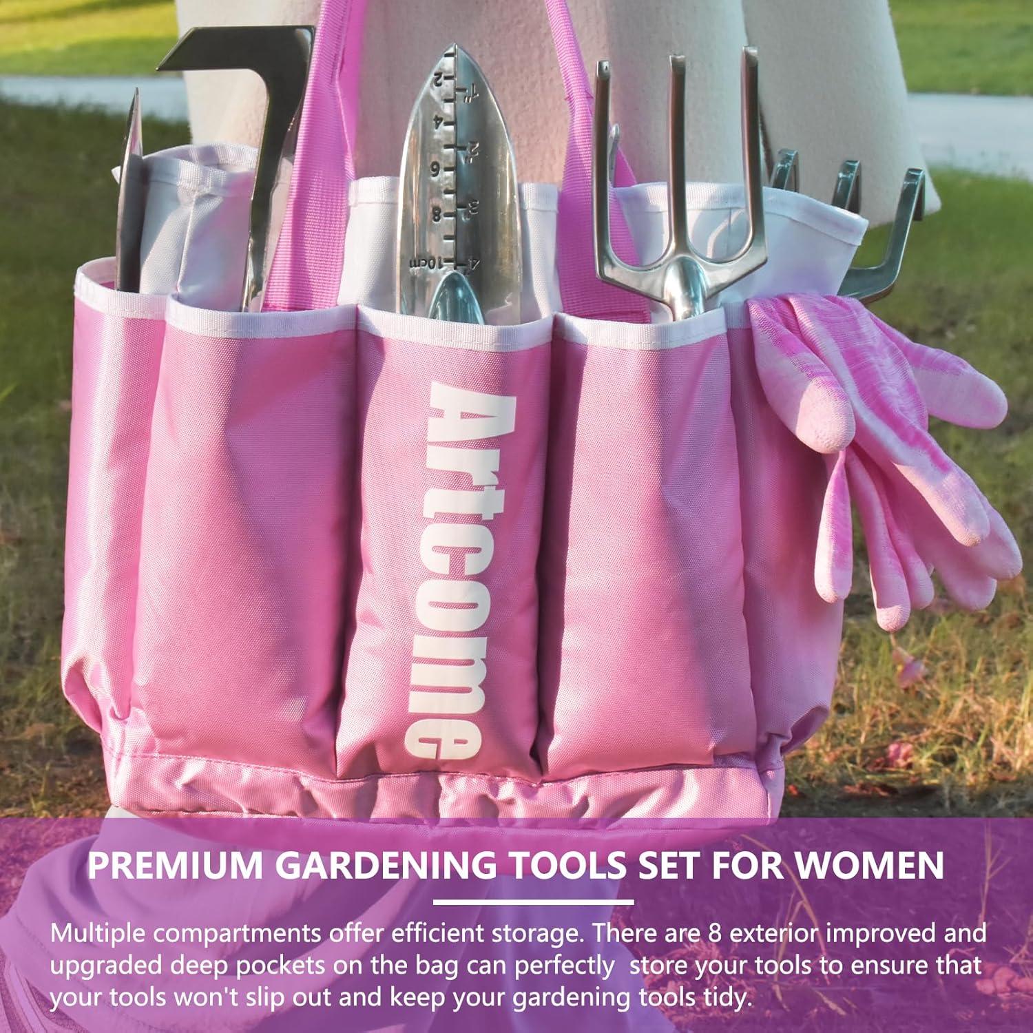 Juego de Herramientas de Jardín Artcome 9 Piezas Rosa Ergonómico