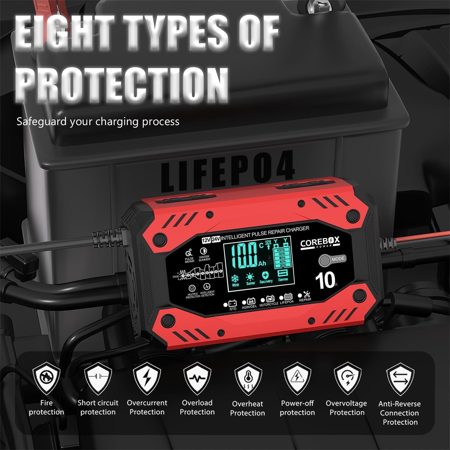 Cargador de Batería Inteligente 10A 12V/24V COREBOX 10CD