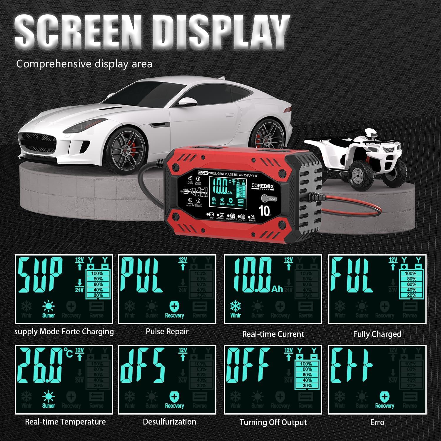 Cargador de Batería Inteligente 10A 12V/24V COREBOX 10CD