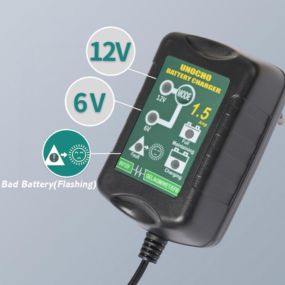 Cargador de Batería 6V/12V Unocho 1.5A Inteligente Automático