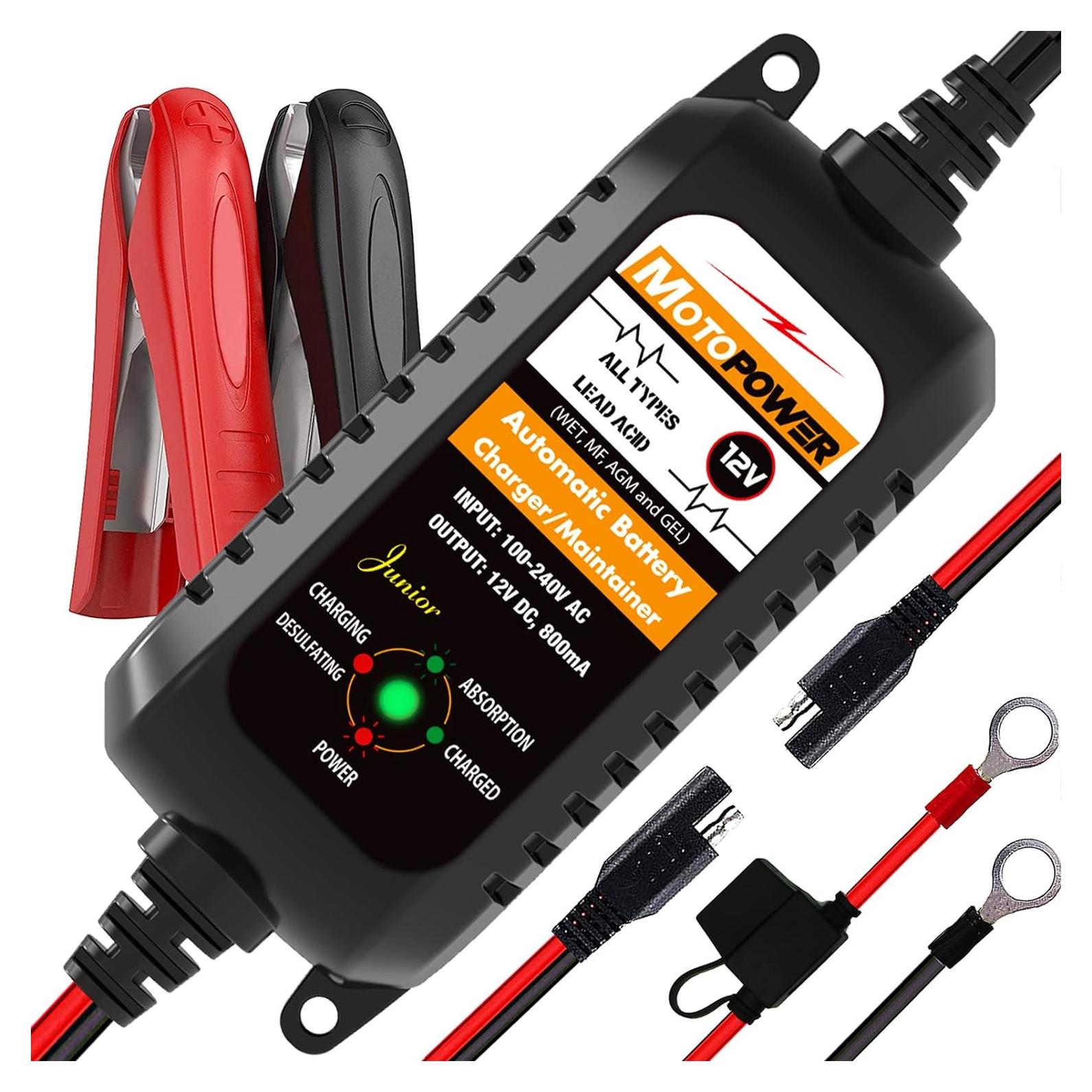 Cargador Automático de Batería MOTOPOWER MP00205A 12V 800mA