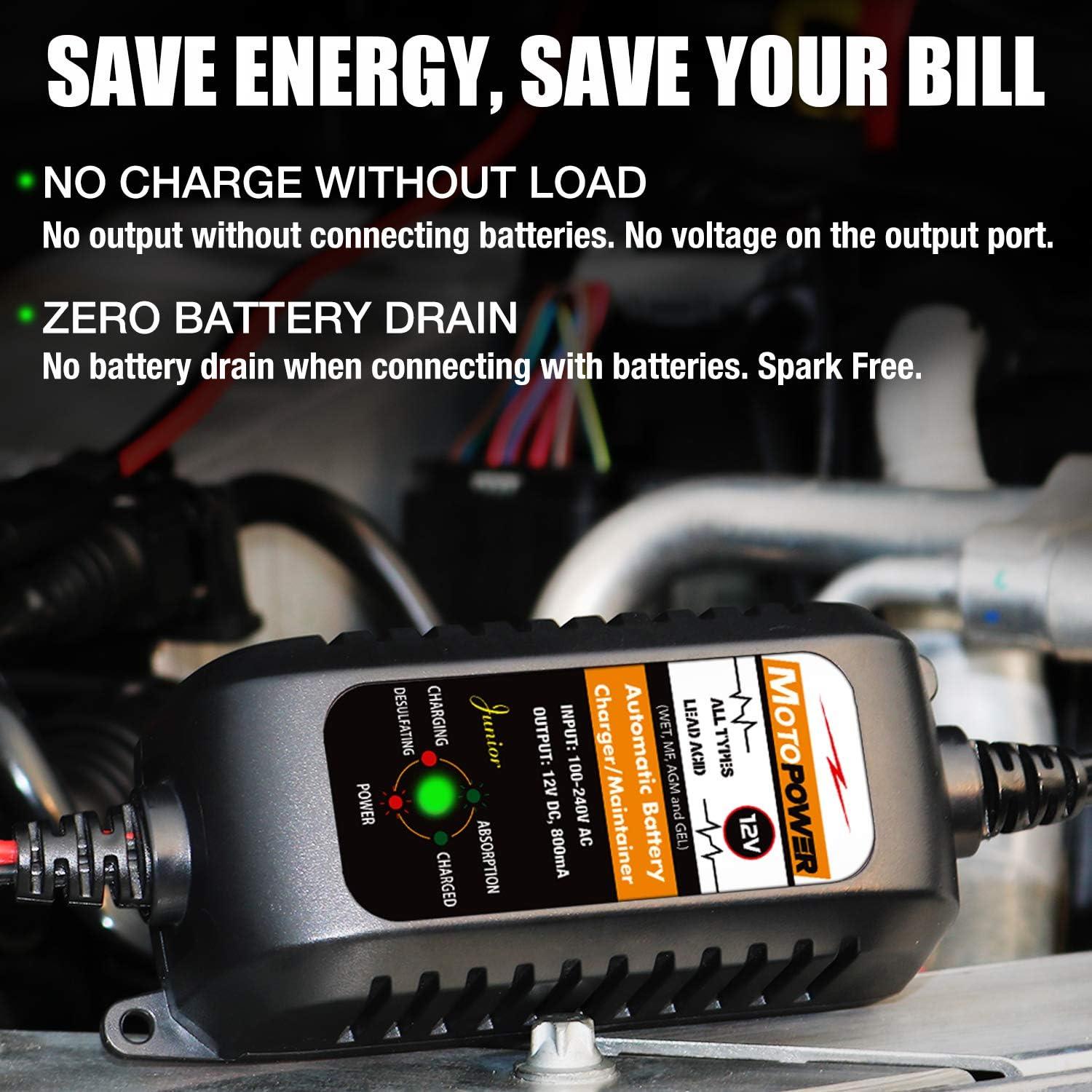 Cargador Automático de Batería MOTOPOWER MP00205A 12V 800mA