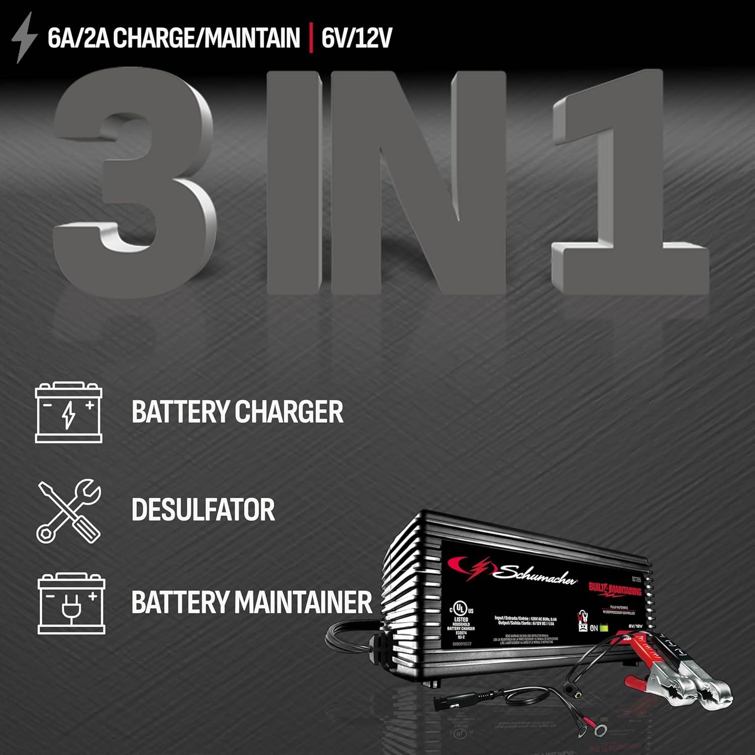 Cargador y Mantenedor de Baterías Schumacher SC1355 1.5A 6V/12V