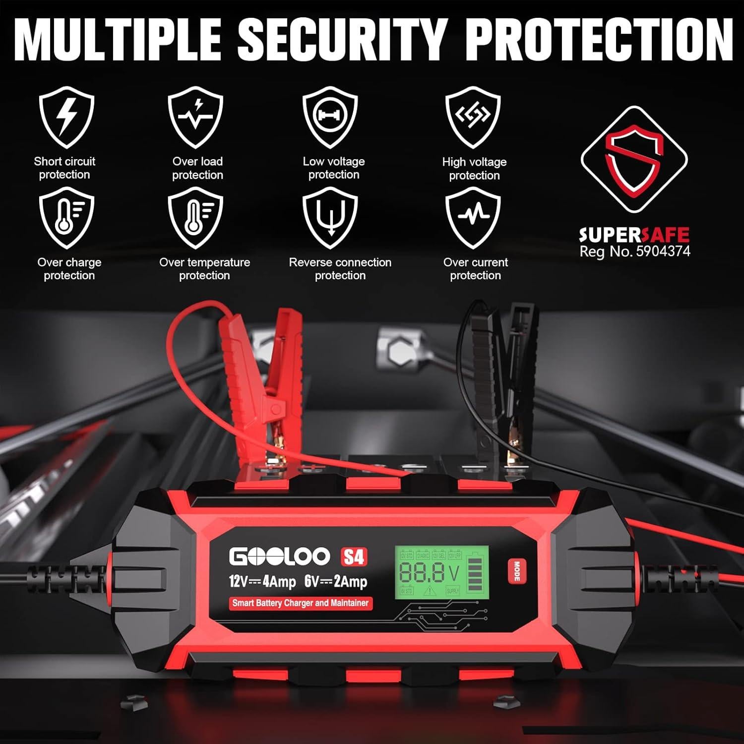 Cargador de Batería GOOLOO S4 6V/12V 4A Inteligente